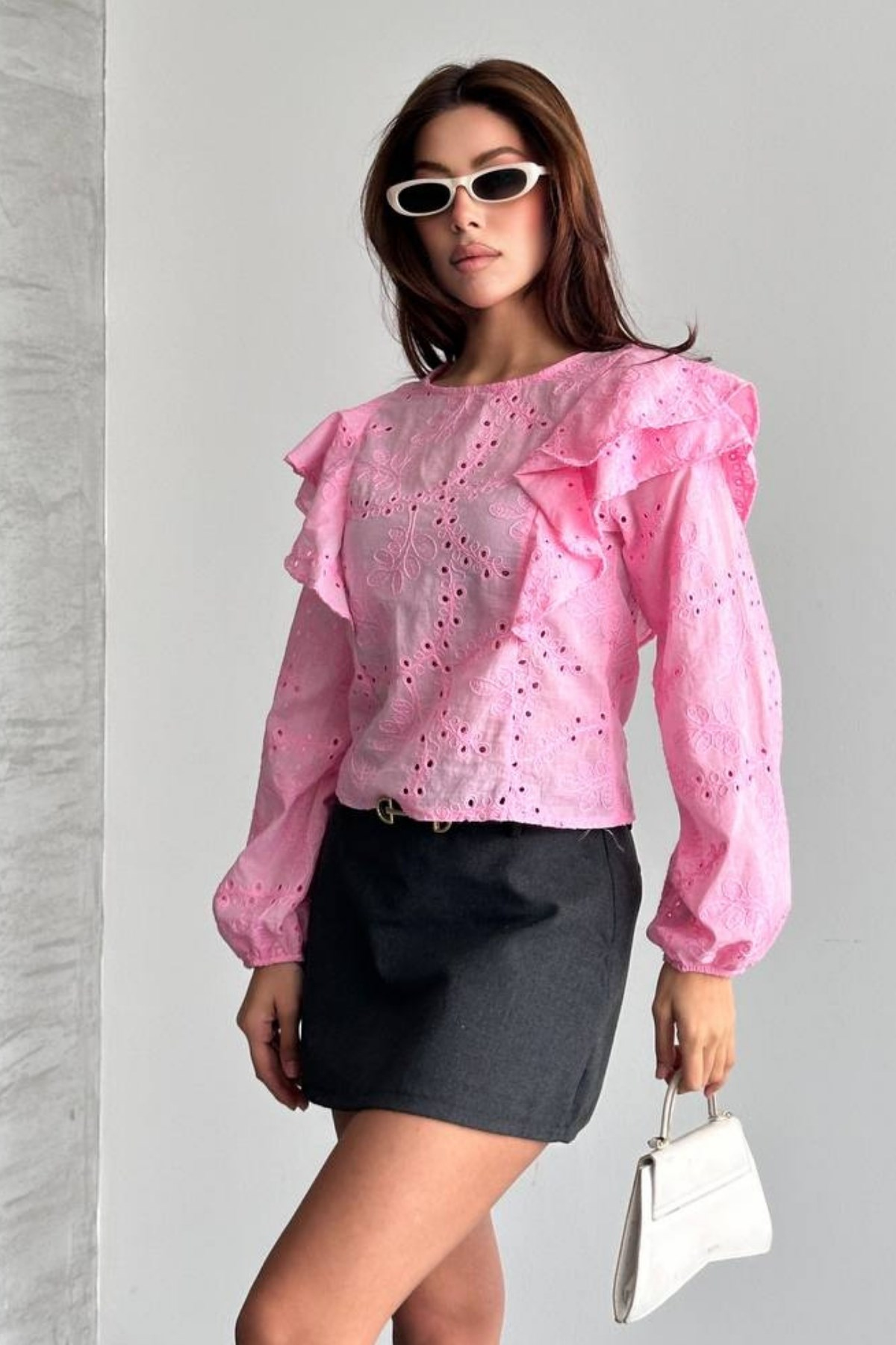 Kolu Volanlı Fisto Bluz PEMBE