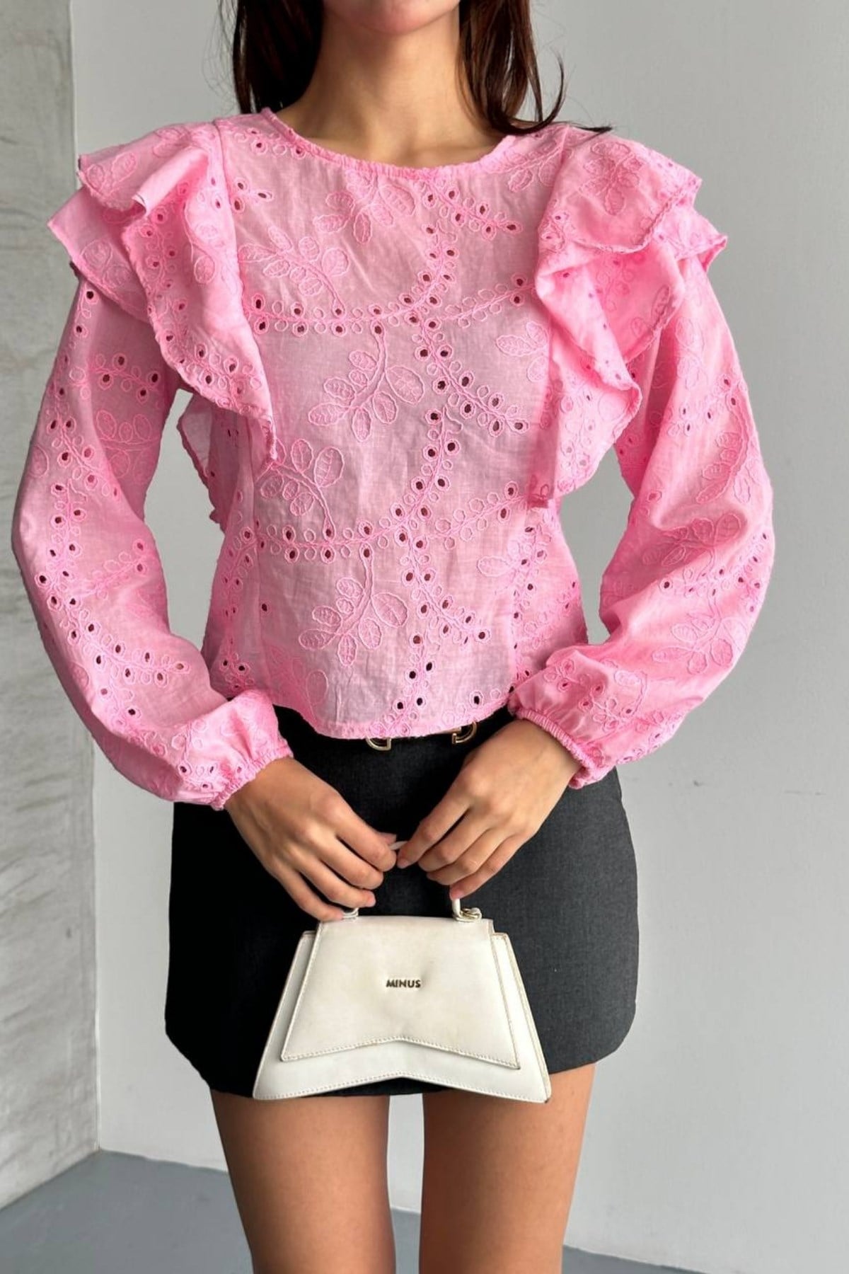 Kolu Volanlı Fisto Bluz PEMBE