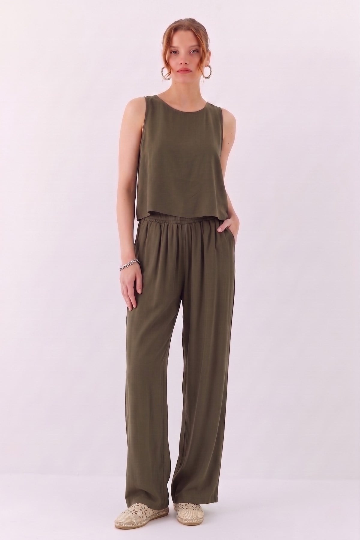 Modal Pantolon Bluz Takım OLIVE