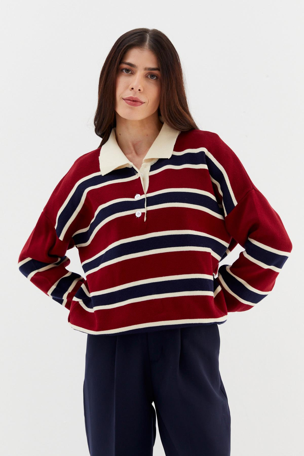 Polo Yaka Triko Kazak BORDO
