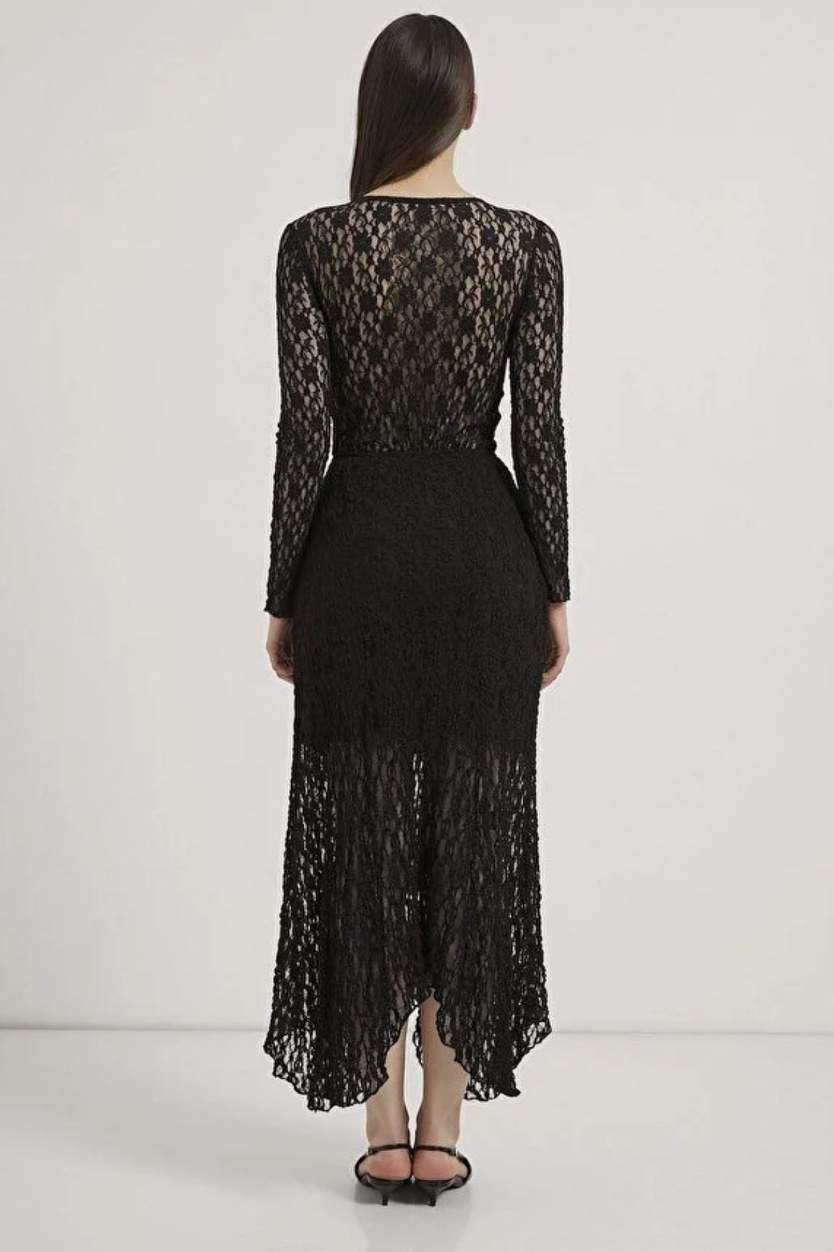 Uzun Kollu Dantel Bodysuit SIYAH