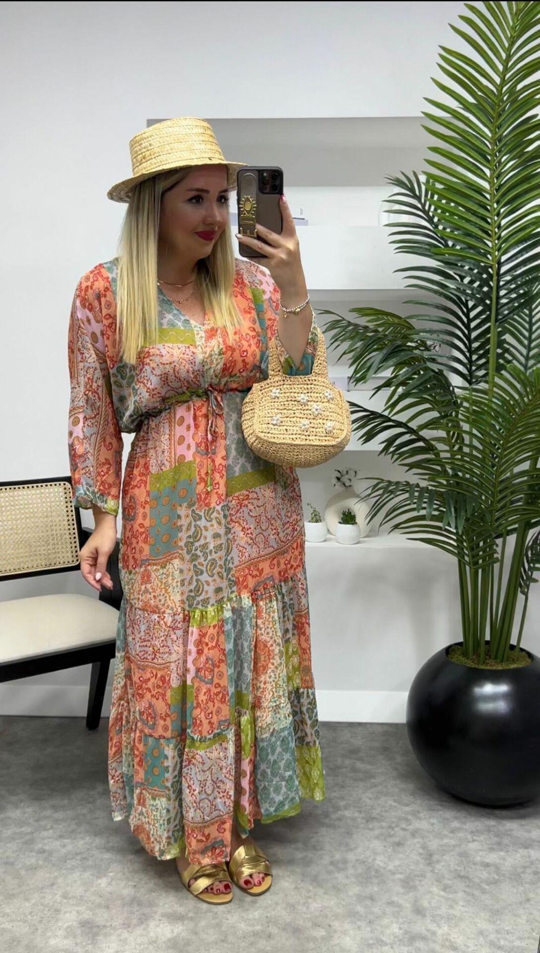 ALİCE BELDEN BÜZGÜLÜ ŞİFON BOHEME ELBİSE