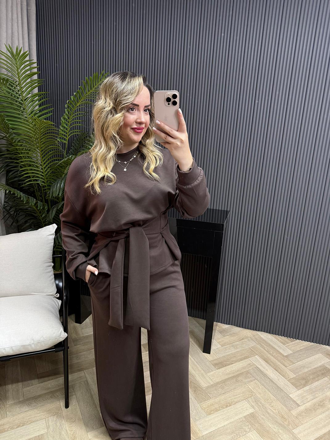 Bağlama Detaylı Orj Marka Oyhs Kumaş Takım Antrasit