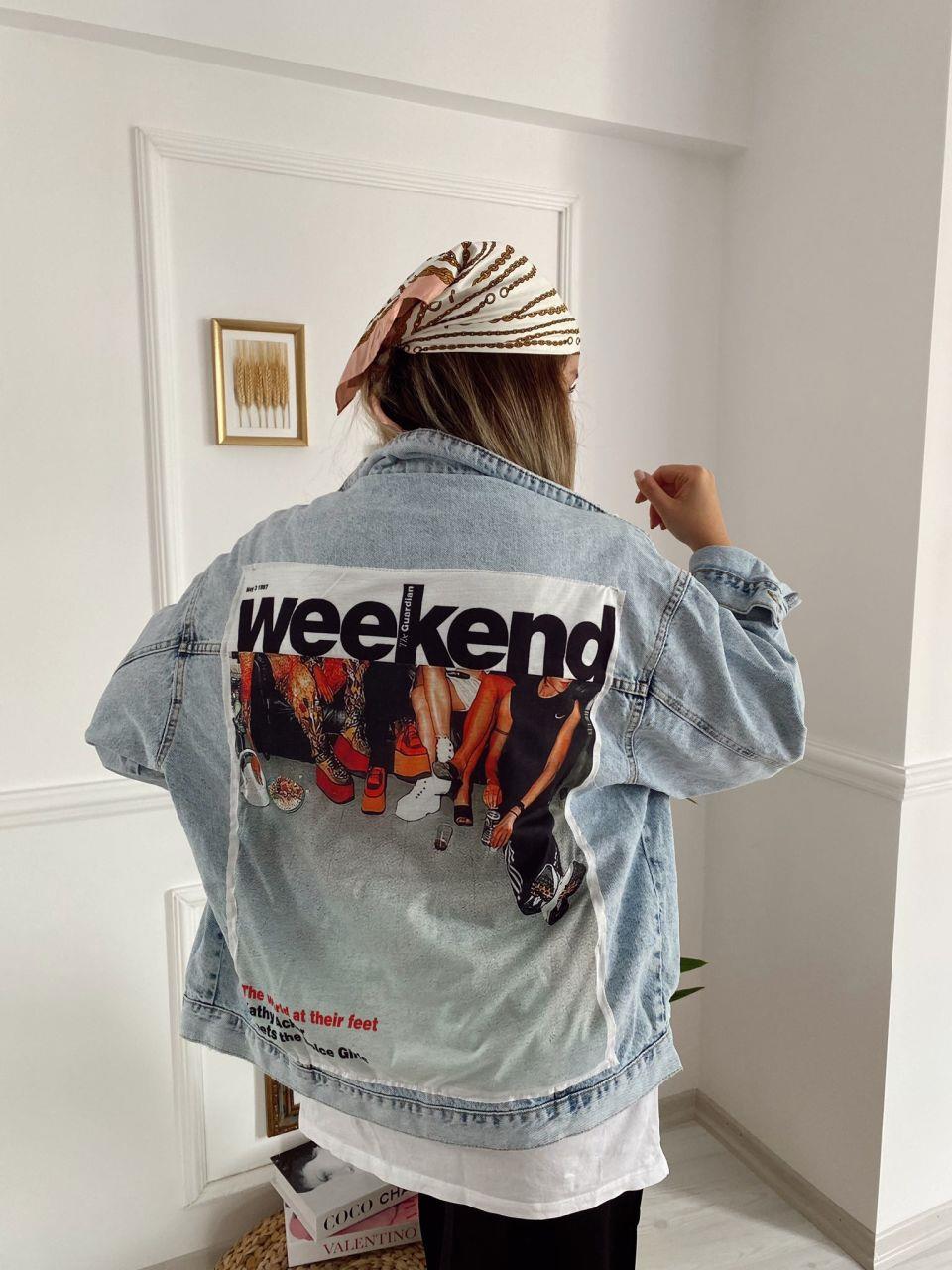BF OVERSİZE WEEKEND YAZILI JEAN CEKET