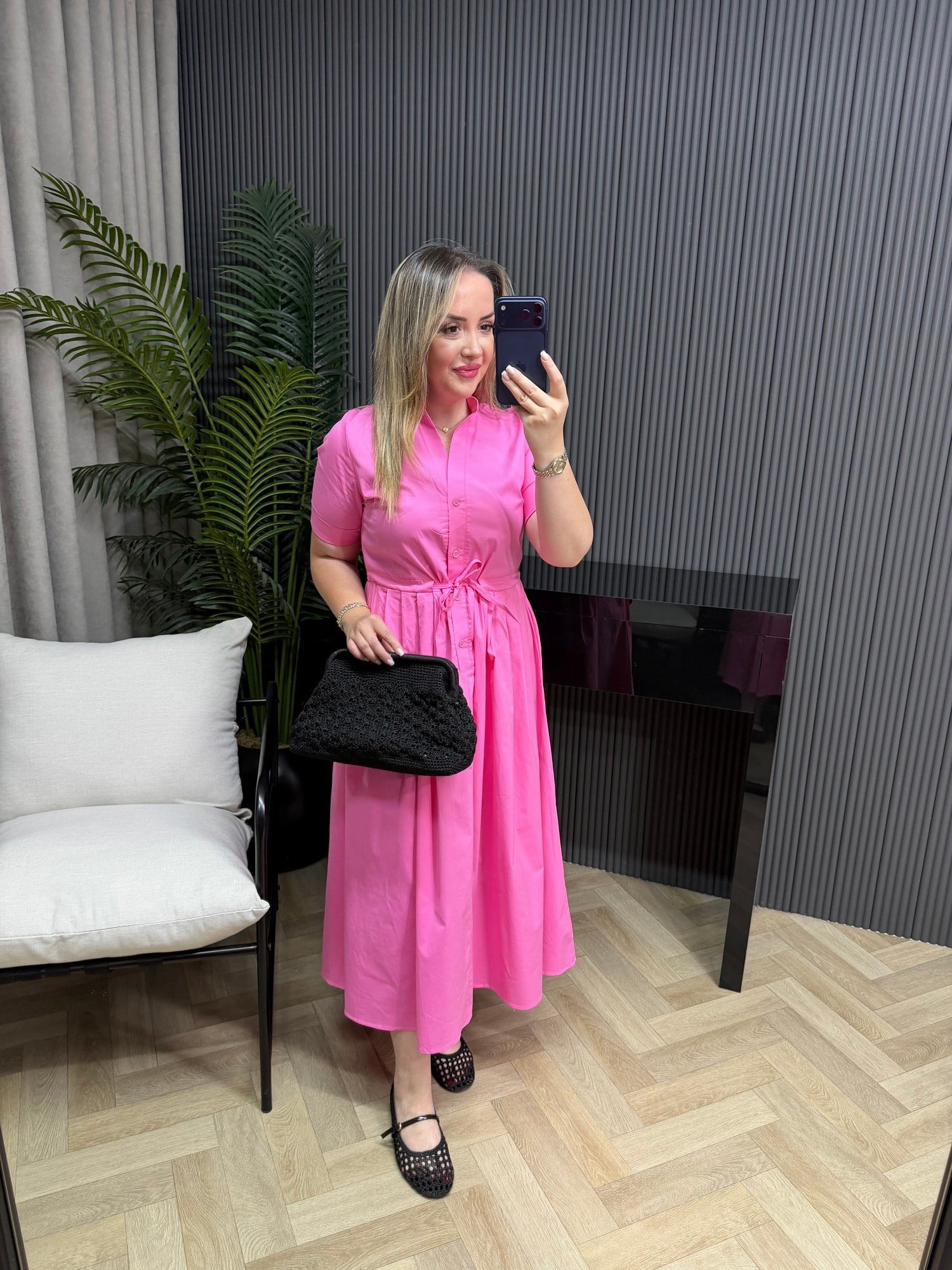 Defne Bel Büzgülü Orj Marka Model Elbise Pembe