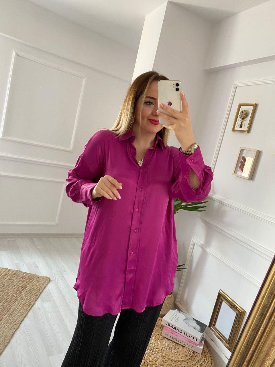 FUŞYA ÖZEL SERİ SATEN KUMAŞ GÖMLEK