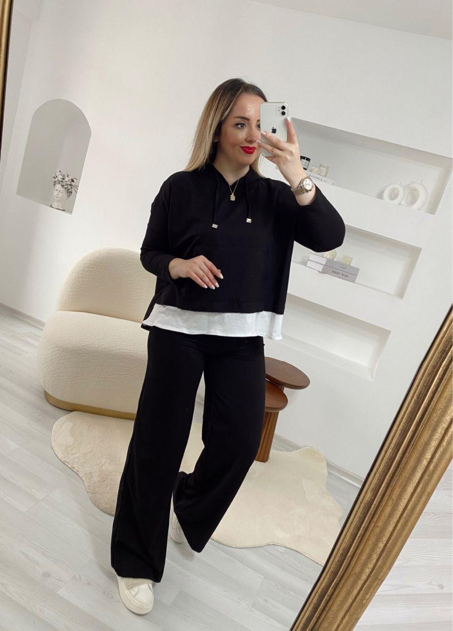 KAPÜŞONLU SWEATLİ EŞOFMAN TAKIM SİYAH