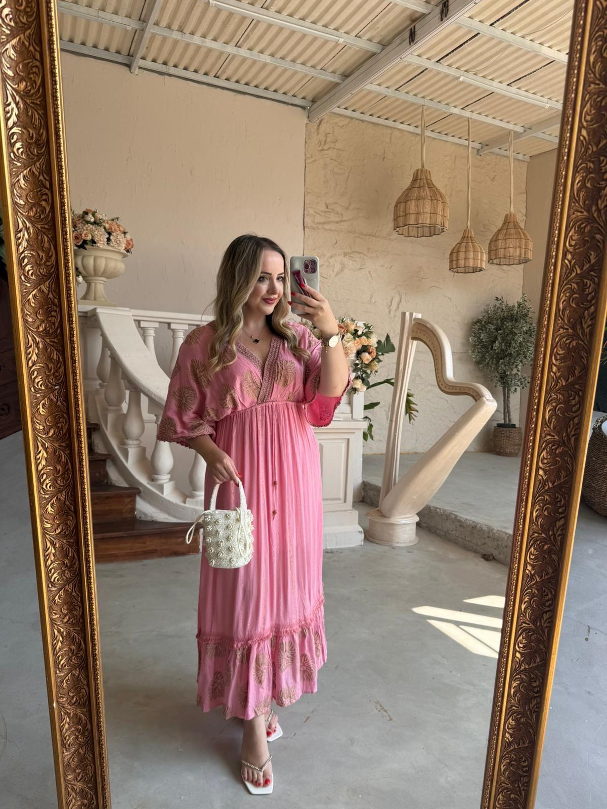 MELİSSA İTHAL TASARIM ELBİSE PEMBE