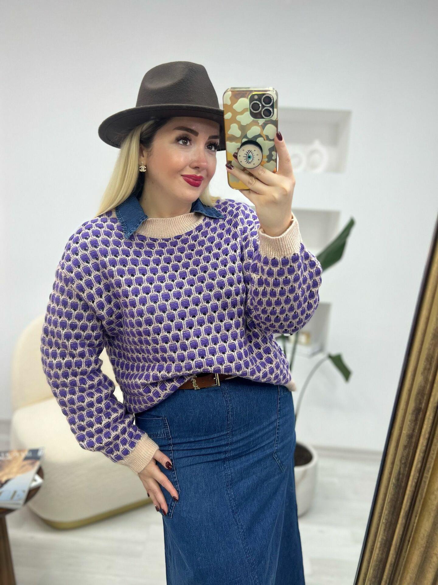 MNG LİLA DESENKİ KAZAK