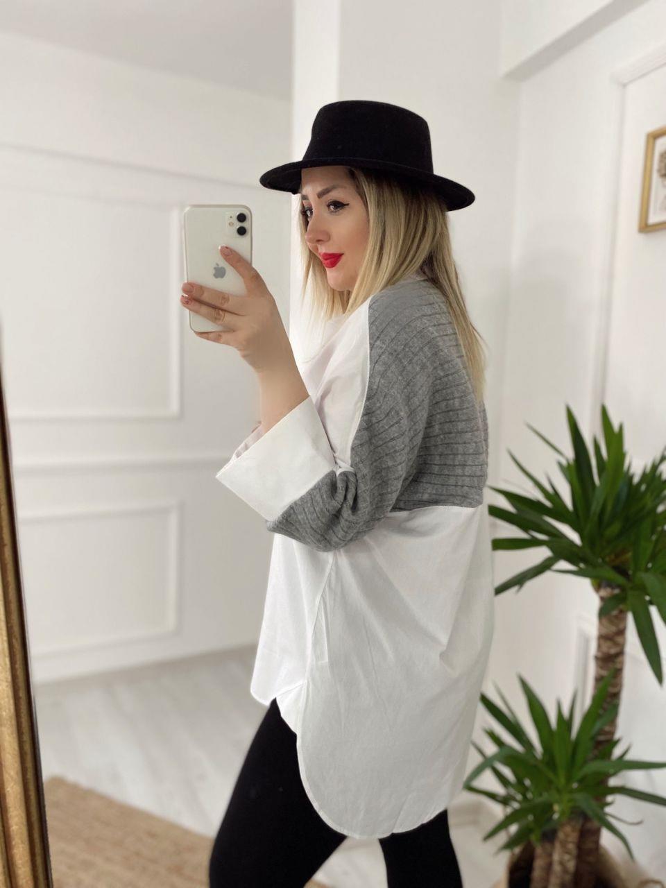 TRİKO DETAYLI TASARIM GÖMLEK