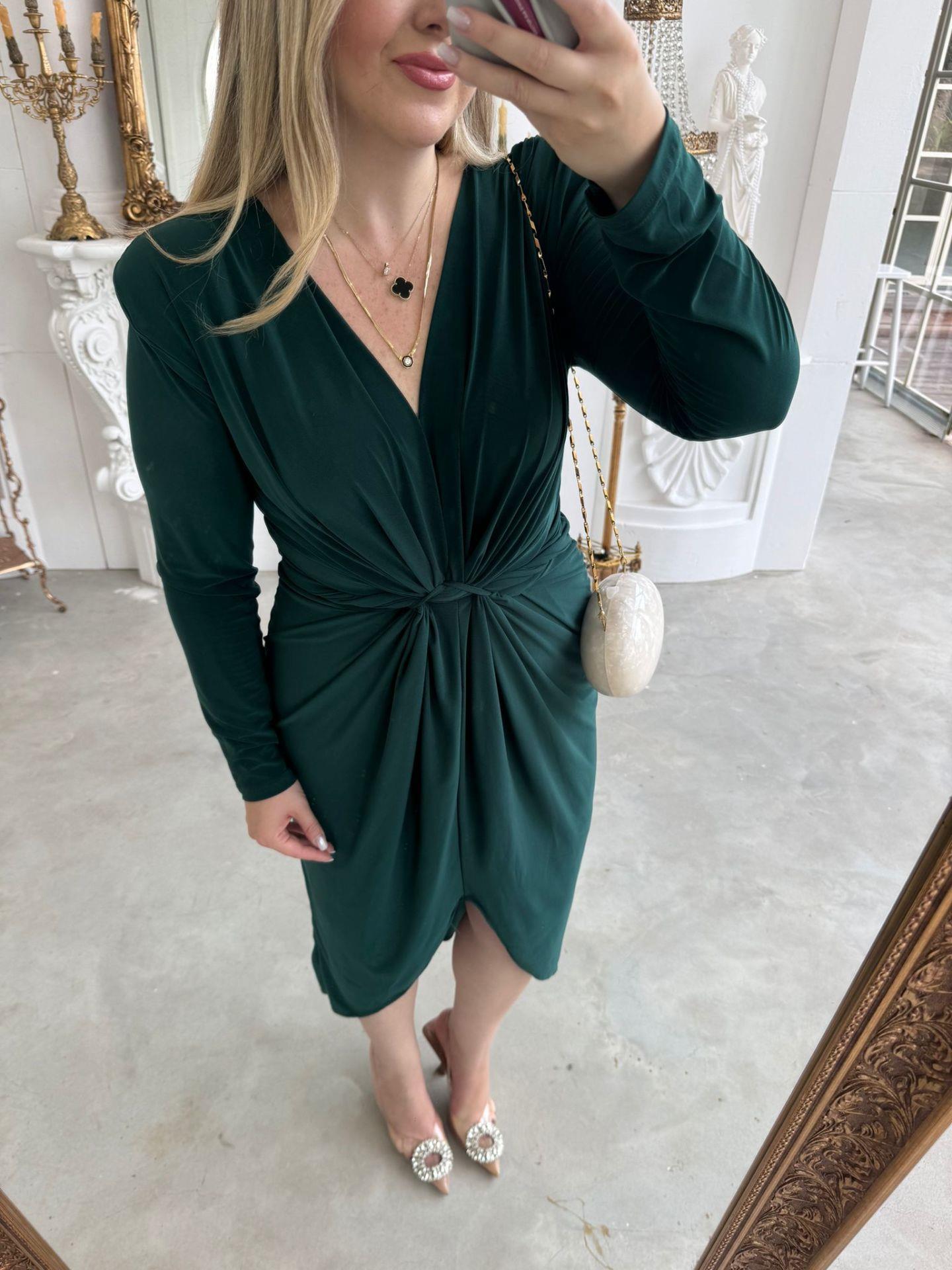 VATKALI PARİS İTHAL CENDY KUMAŞ ELBİSE ZÜMRÜT