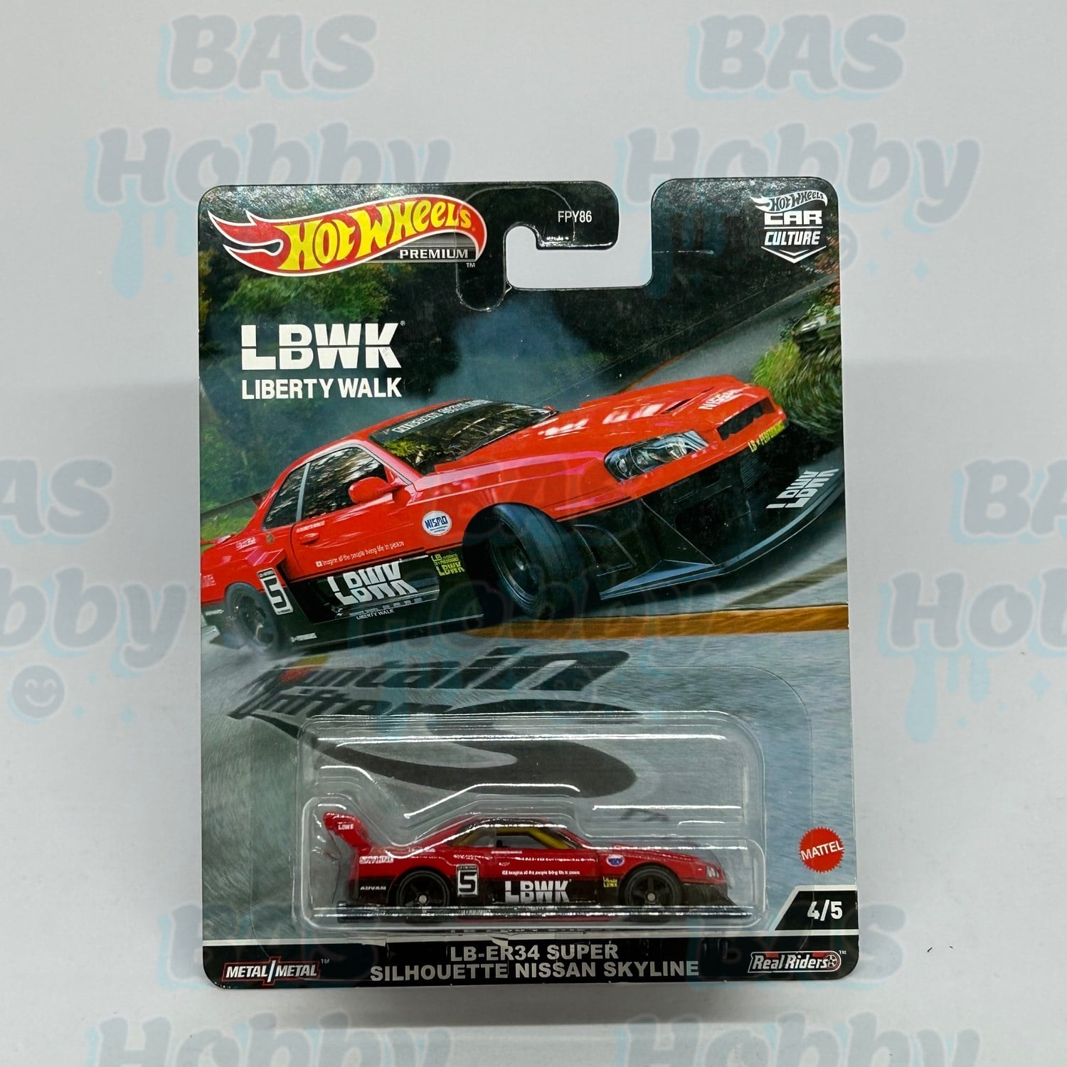 (HATALI) Hot Wheels Premium Car Culture Mountain Drifters - LB-ER34 Super Silhouette Nissan Skyline