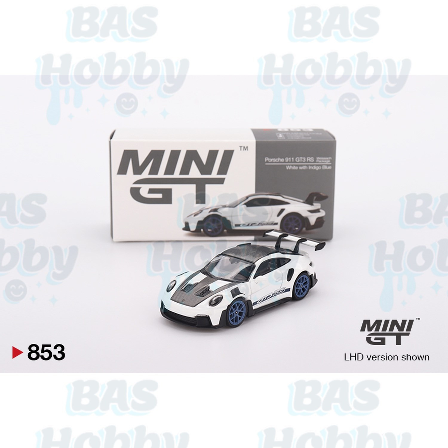 Mini GT 1/64 Porsche 911 (992) GT3 RS Weissach Package White with Indigo Blue MGT00853