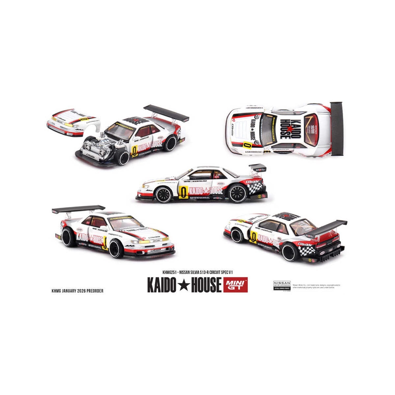 (ÖN SATIŞ) Mini GT 1/64 Kaido House Nissan Silvia S13-R Circuit Spec V1 KHMG251