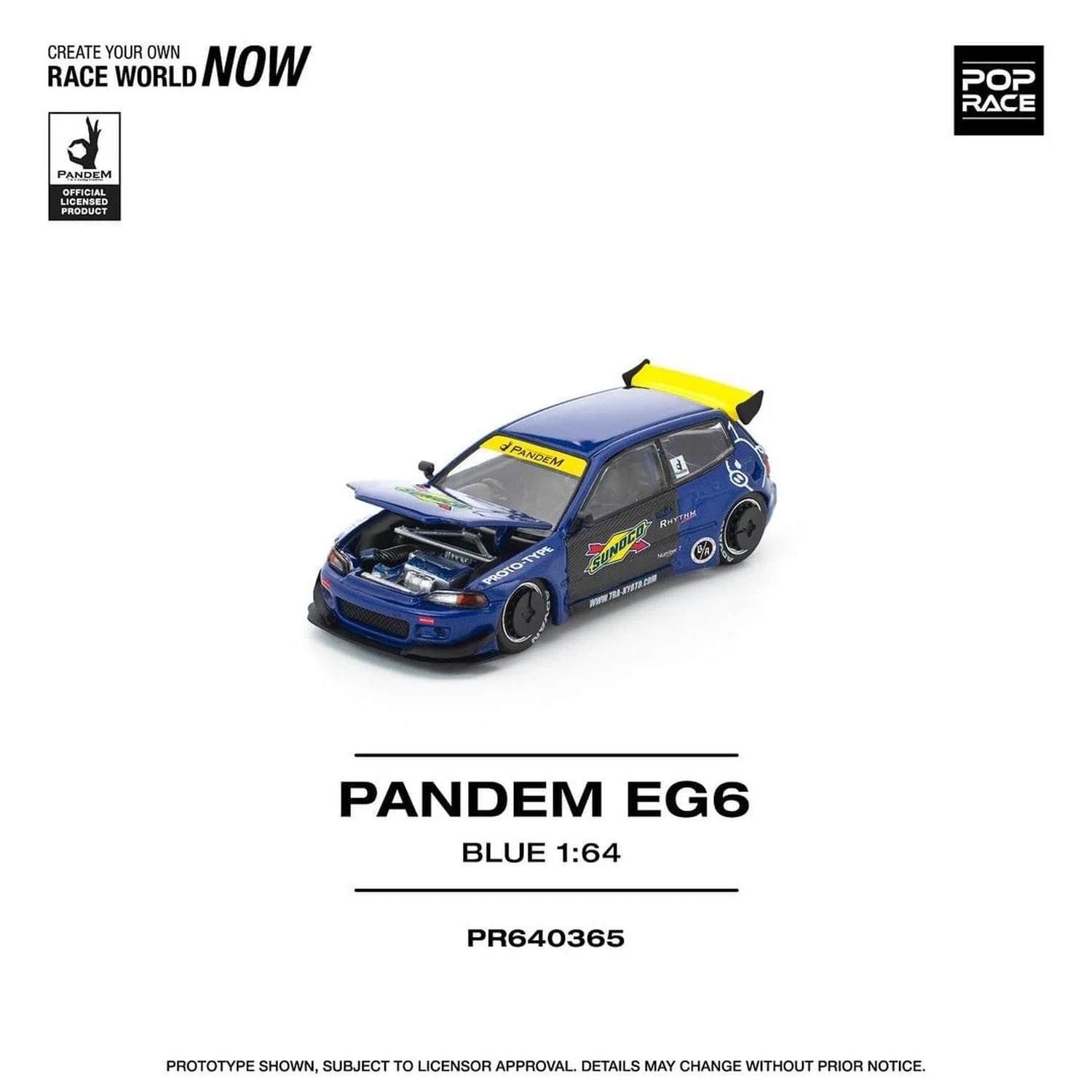 Pop Race 1/64 Pandem Honda Civic EG6 BLUE/BLACK PR64-0365