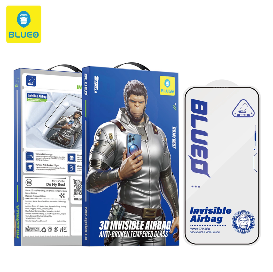 BLUEO Blueo iPhone 16Pro Max/17Pro Max/18Pro Max Uyumlu 3D Invisible Airbag Anti-broken Tempered Glass