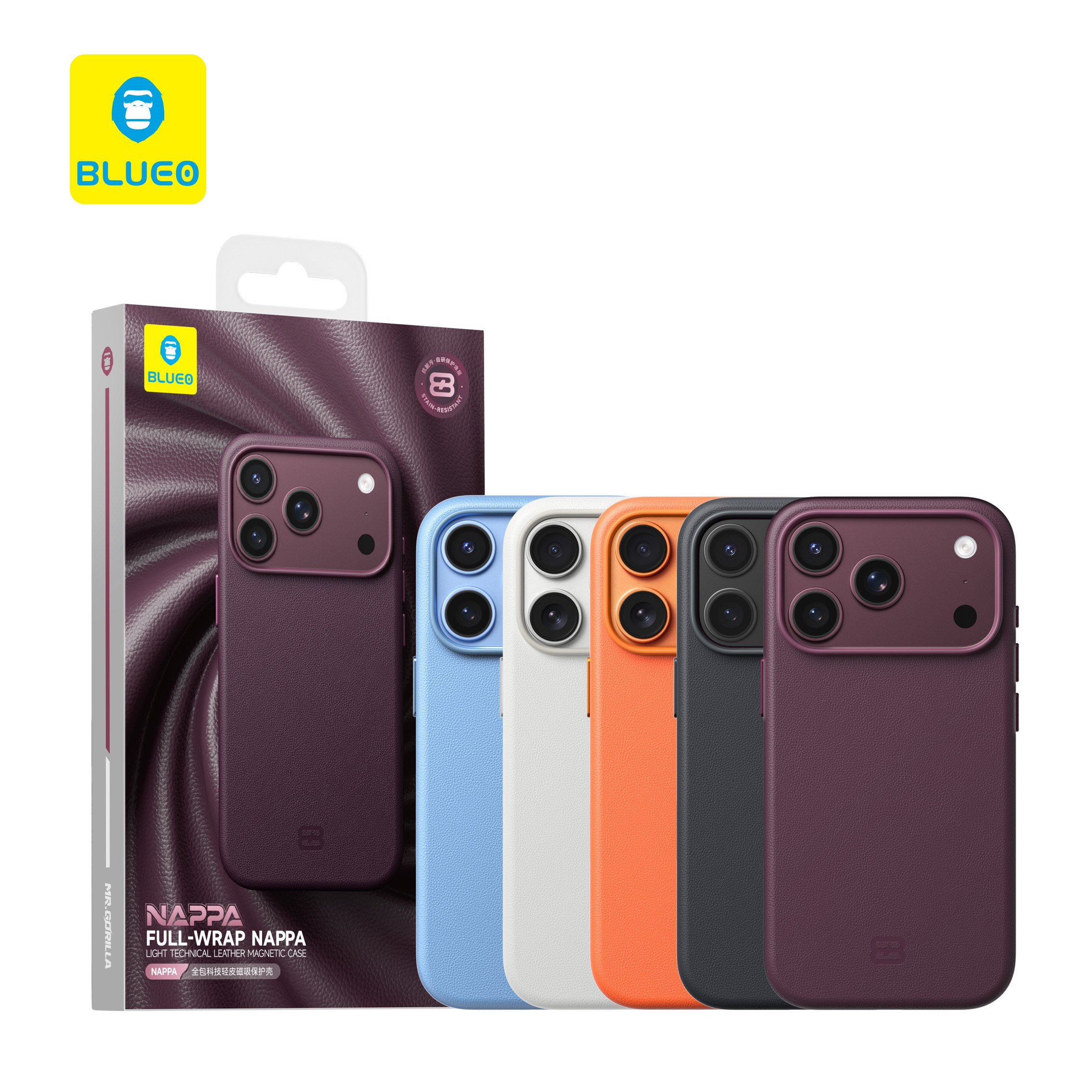 BLUEO iPhone 17 Pro Max / 18 Pro Max Uyumlu NAPPA LIGHT TECHNICAL LEATHER MAGNETIC CASE