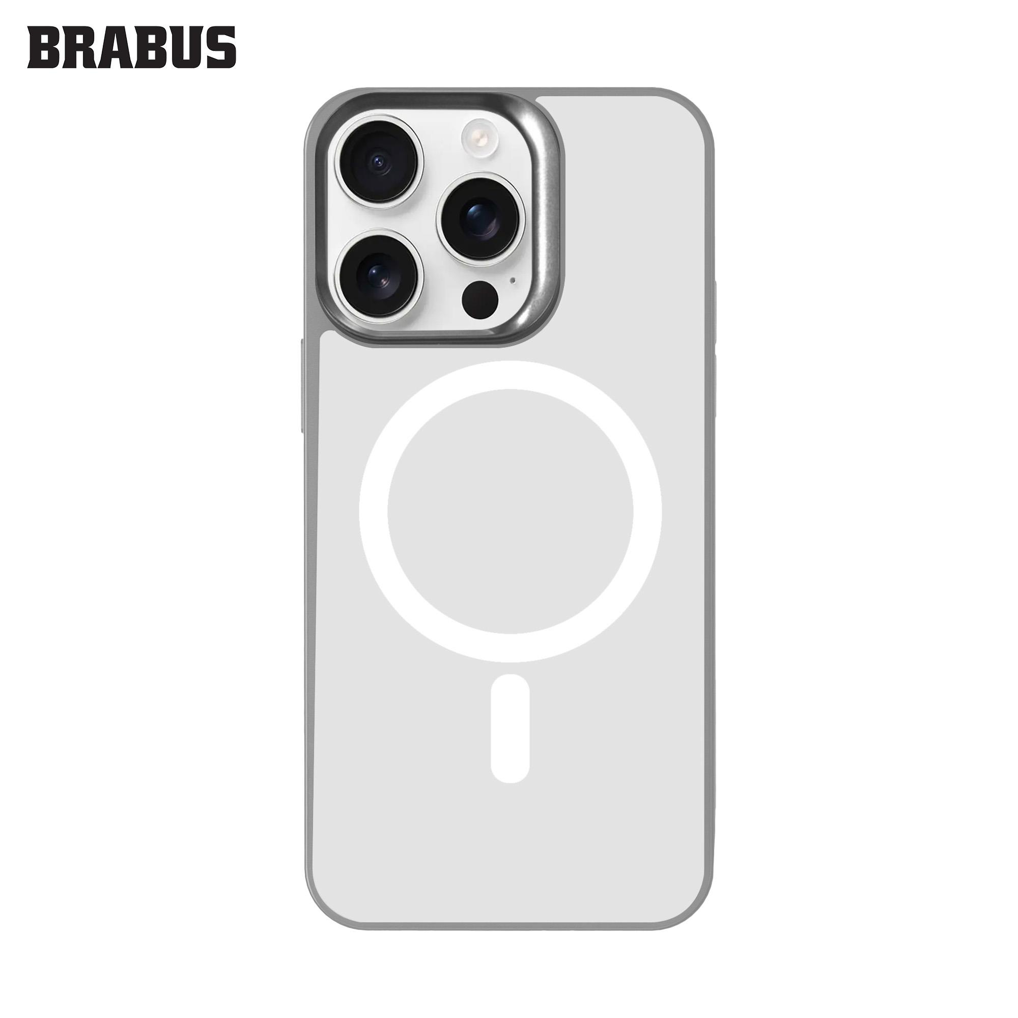 BRABUS iPhone 15 Pro Max MagSafe Özellikli Buzlu Ekstra Yan Koruma Katmanlı Yumuşak Mat Rain Silikon Kılıf
