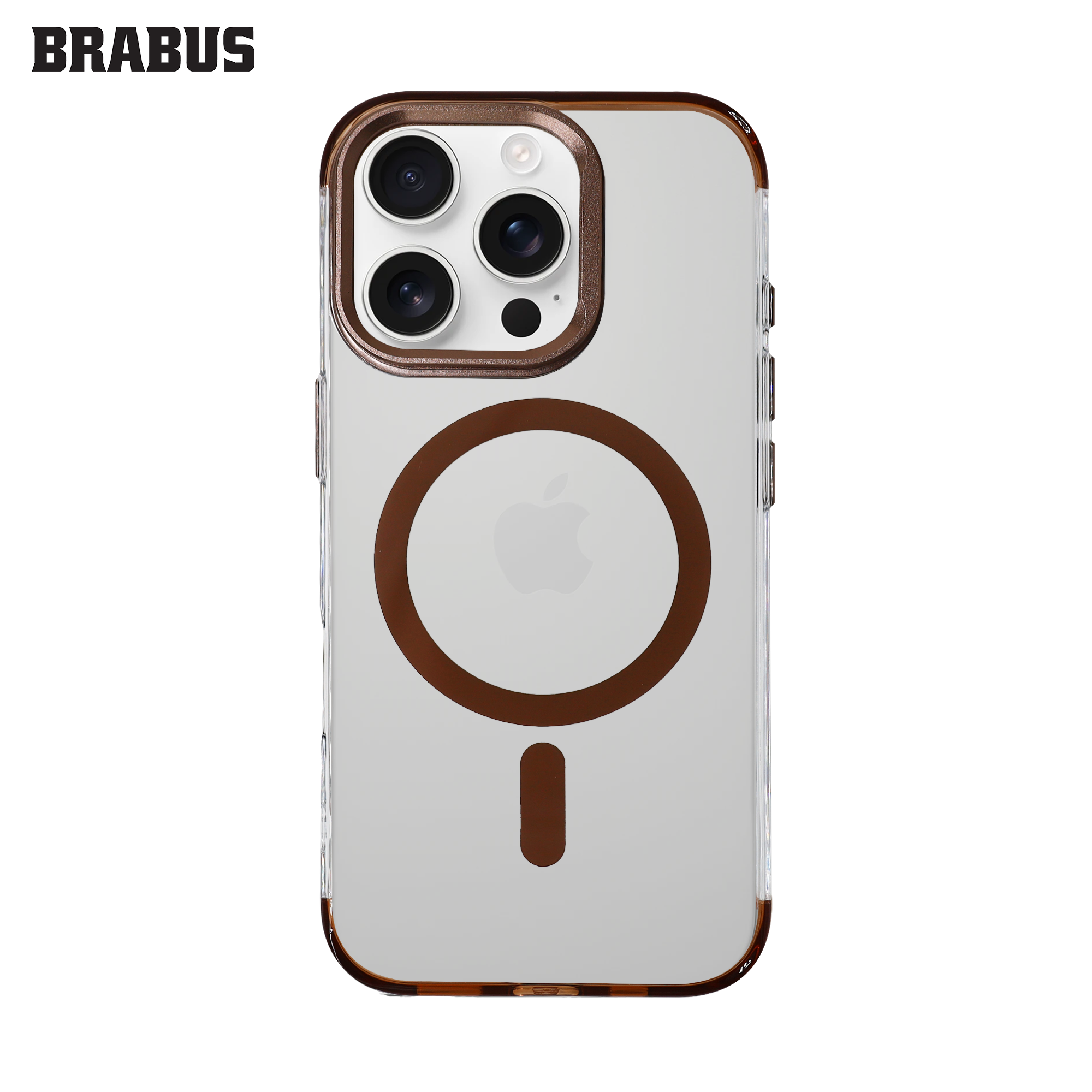 BRABUS iPhone 16 Pro MagSafe Özellikli Sararmaya Dayanıklı Metal Kamera Standlı Şeffaf Renkli Supra Silikon Kılıf