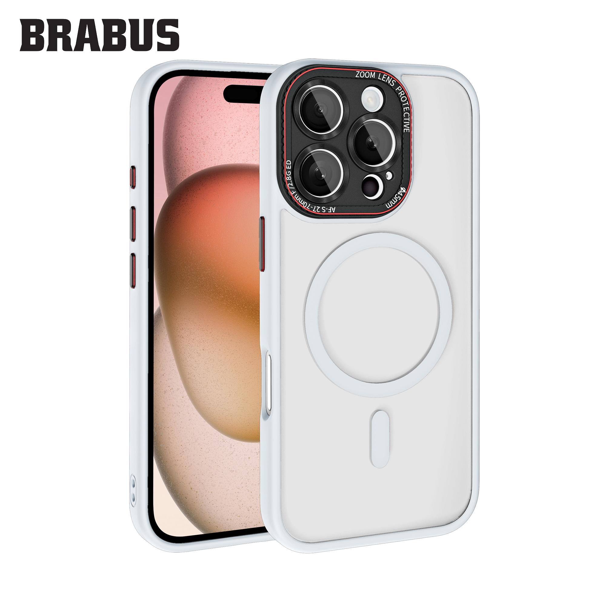 BRABUS iPhone 16 Pro Max Anti-Shock MagSafe Özellikli Kamera Lens Korumalı Buzlu Kenarları Yumuşak Sonic Silikon Kılıf
