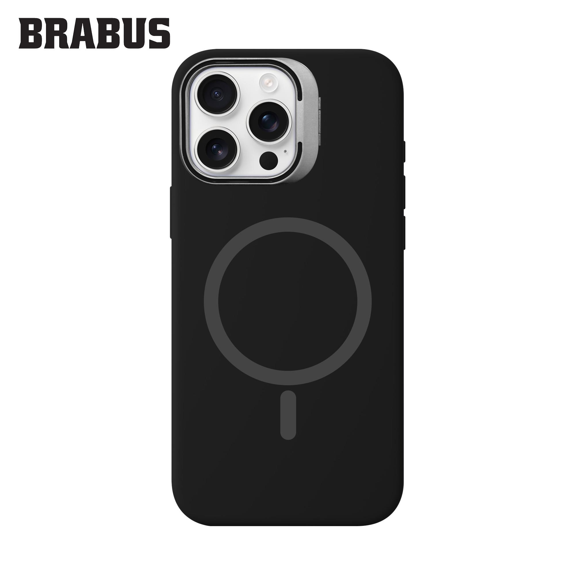 BRABUS iPhone 16 Pro Max MagSafe Özellikli Metal Kamera Standlı içi Kadife Silinebilir Mat Soft Jel Work Silikon Kılıf