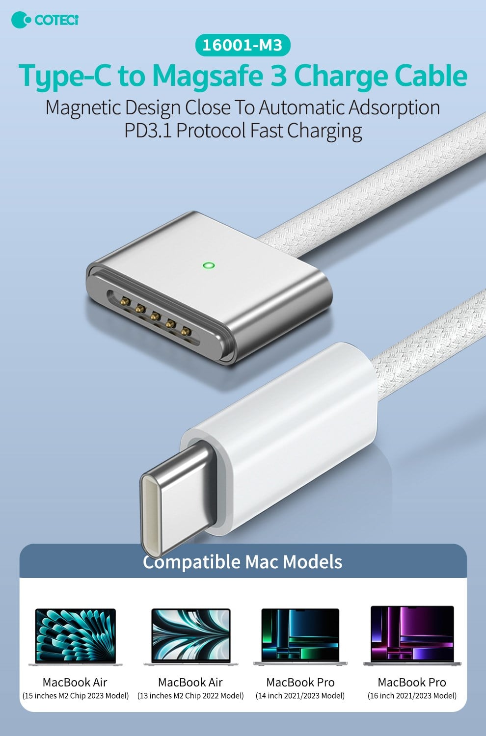 COTECi COTECi MacBook USB-C Hızlı Şarj ve Data Kablosu