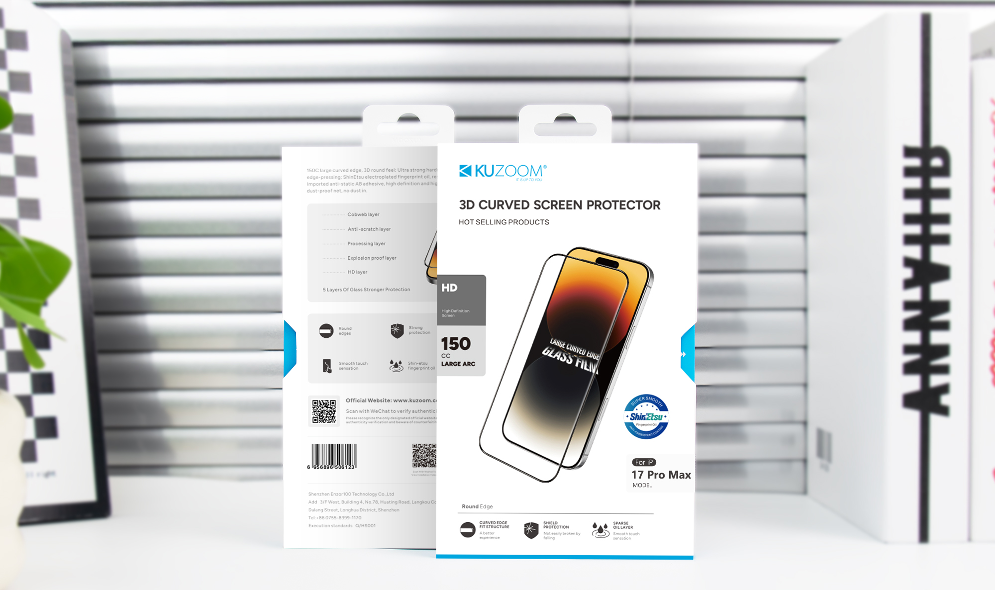 KUZOOM İphone 16 Pro 3D Large Kavisli Parmak İzine Dayanıklı Cam Ekran Koruyucu 