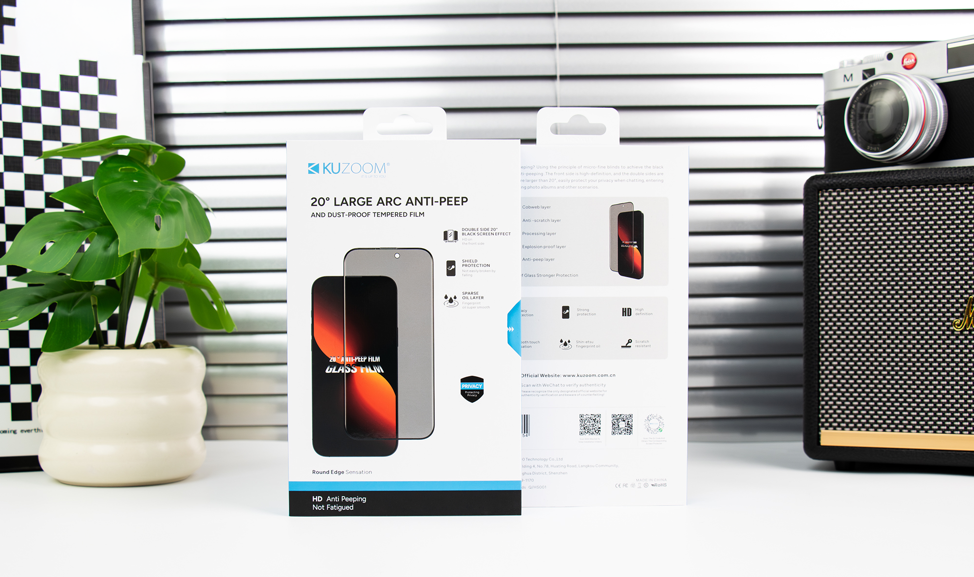 KUZOOM İphone 16 Pro Max Anti-Peep Privacy Hayalet Ekran Parmak İzine Dayanıklı Cam Ekran Koruyucu 