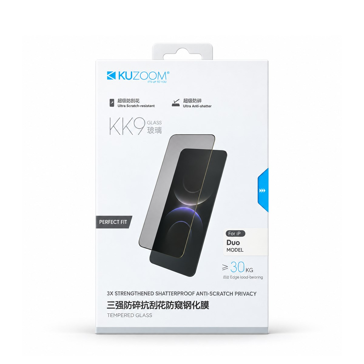 KUZOOM iPhone Duo Uyumlu 3x Ultra İnce Çerçeveli Gizlilik Sağlayan Hayalet Temperli Cam Ekran Koruyucu