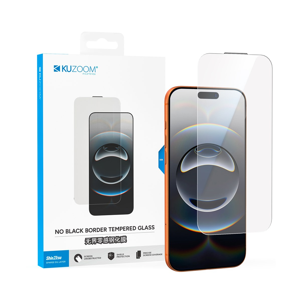 KUZOOM No Black Border iPhone 17 Pro Max / 18 Pro Max Uyumlu Kenarları Full Temperli Cam Ekran Koruyucu
