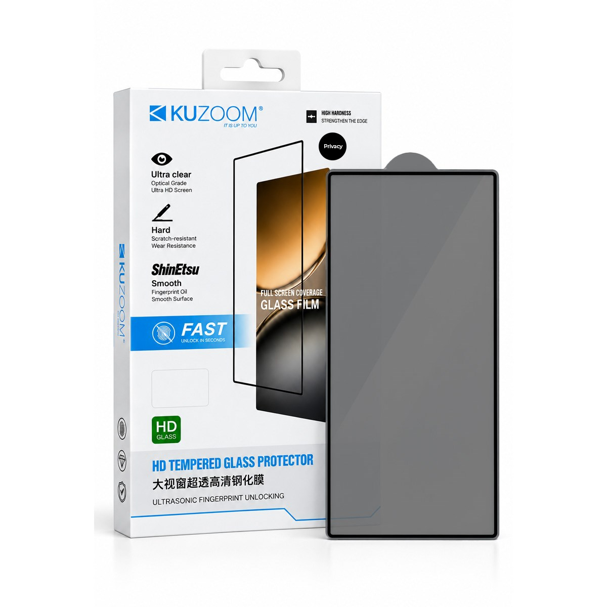 KUZOOM Samsung Fold 7 HD 9D Privacy Parmak İzine Dayanıklı Temperli Cam Ekran Koruyucu