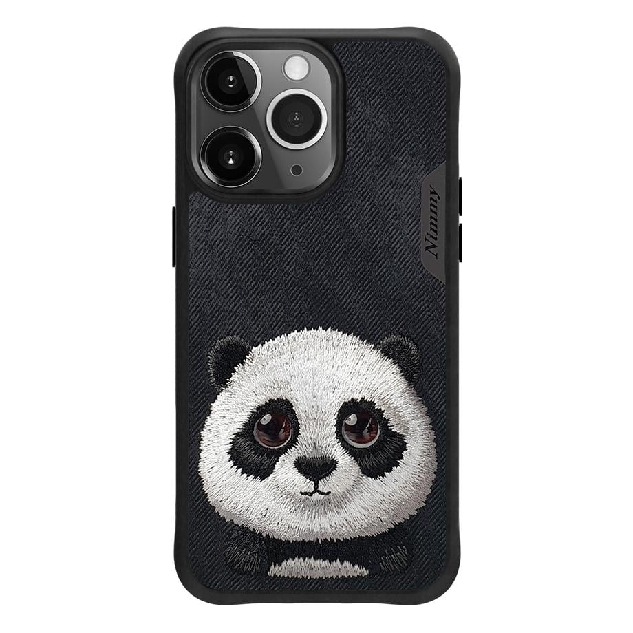 NIMMY iPhone 15 Pro 3D Gerçek Nakış İşlemeli Panda Kabartmalı Göz Detaylı Big Eyes Silikon Kılıf