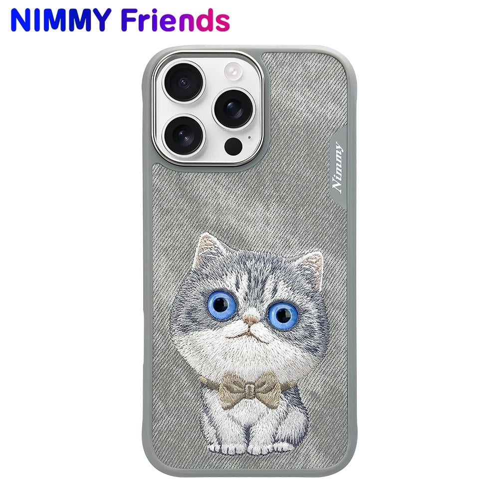 NIMMY iPhone 16 Pro 3D Gerçek Nakış işlemeli Göz Detaylı New Big Eyes Kedi Silikon Kılıf