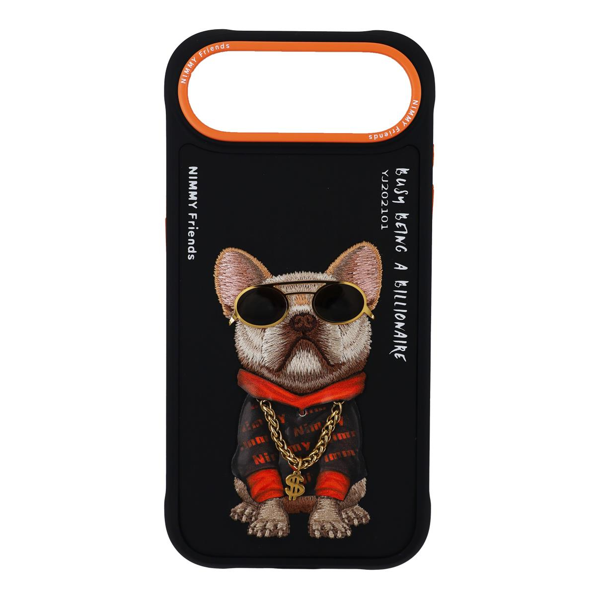 NIMMY iPhone 17 Air Uyumlu Gerçek Nakış Gözlük ve Zincir Desenli Glasses Serisi Little Rich Tycoon Telefon Kılıfı