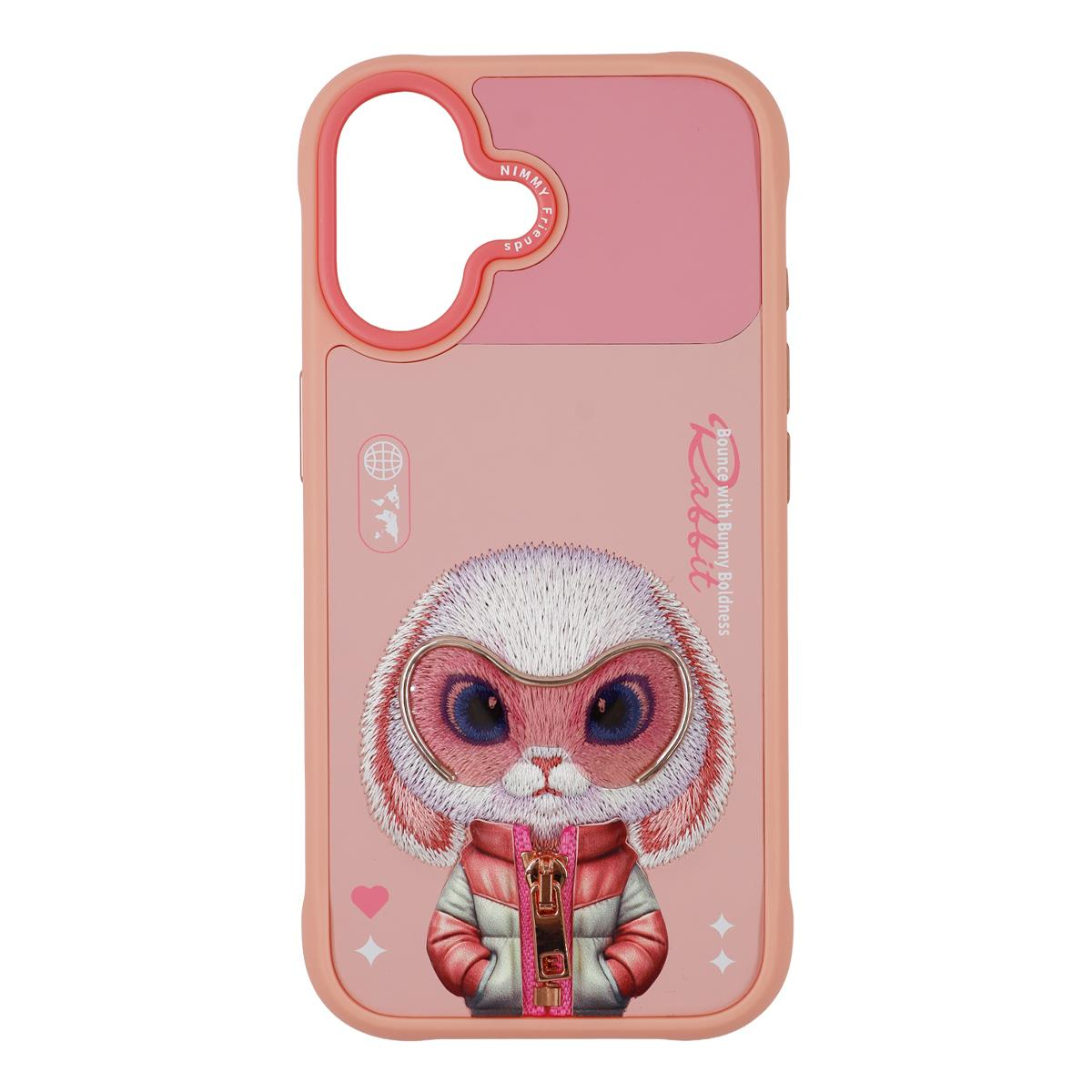 NIMMY iPhone 17 Uyumlu Gerçek Nakış Fermuar ve Gözlüklü Rabbit Cool And Cute 2.0 Telefon Kılıfı
