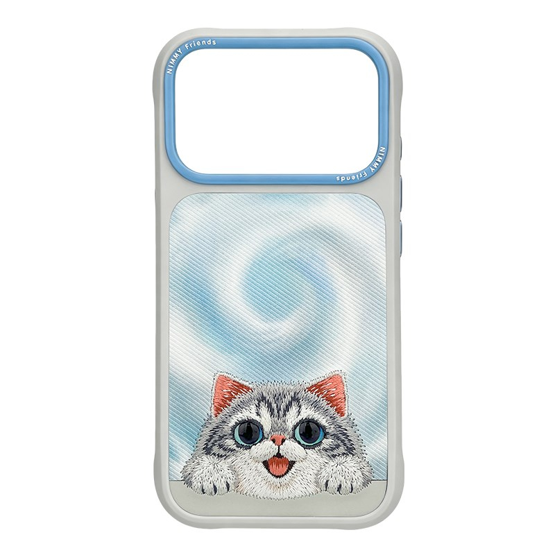 NIMMY iPhone 18 Pro Max Uyumlu Gerçek Nakış İşlemeli Kedi Desenli Nimmy Telefon Kılıfı