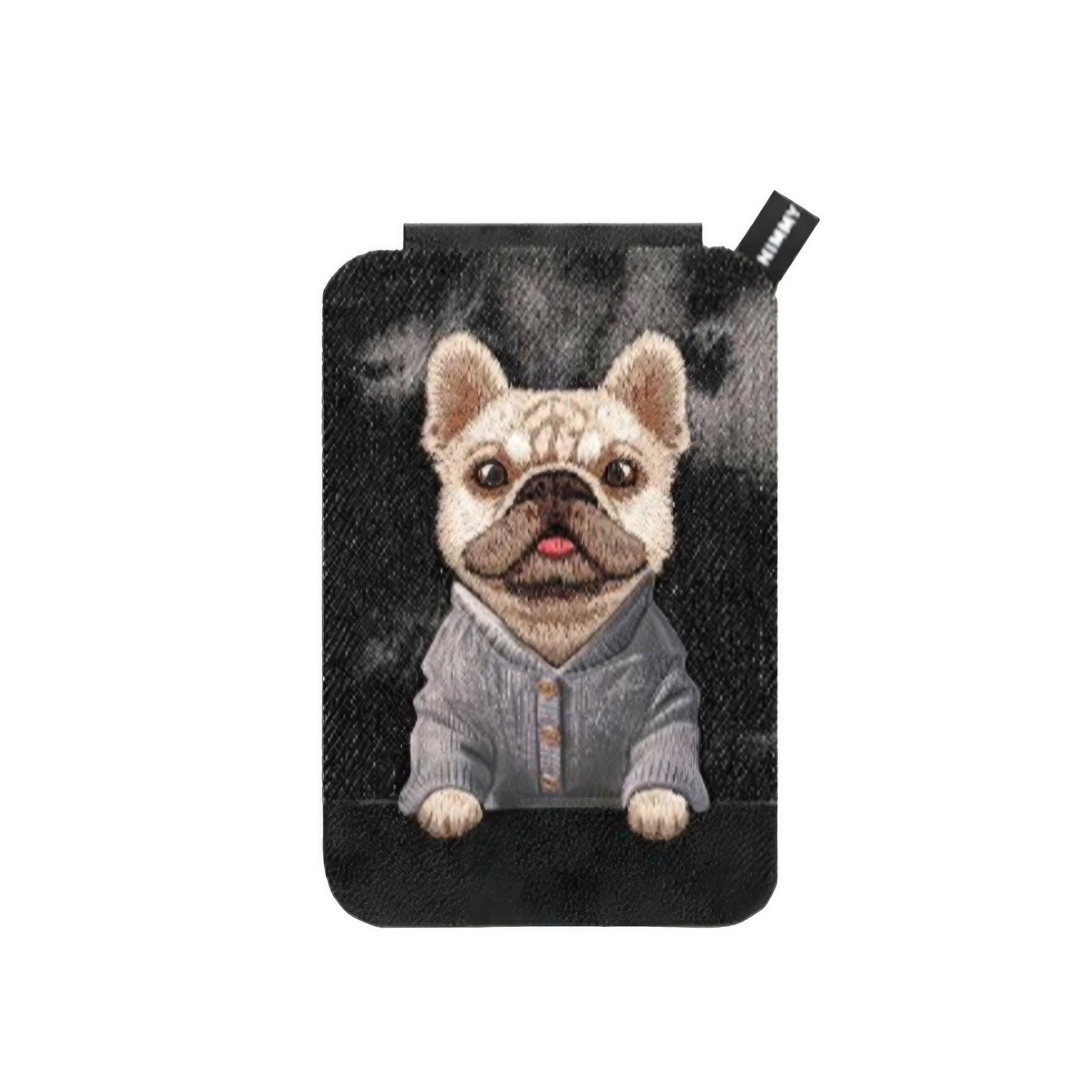 NIMMY Nimmy MagSafe Uyumlu | Değiştirilebilir Manyetik 3D Nakışlı Stand Ve Kartlık Siyah Bulldog