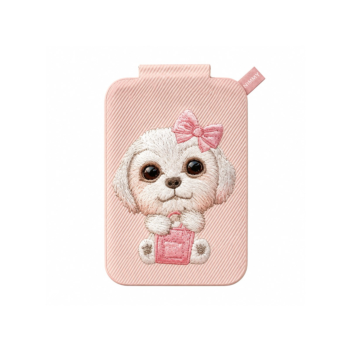 NIMMY 	Nimmy MagSafe Uyumlu | Değiştirilebilir Manyetik 3D Nakışlı Stand Ve Kartlık Pembe Köpek