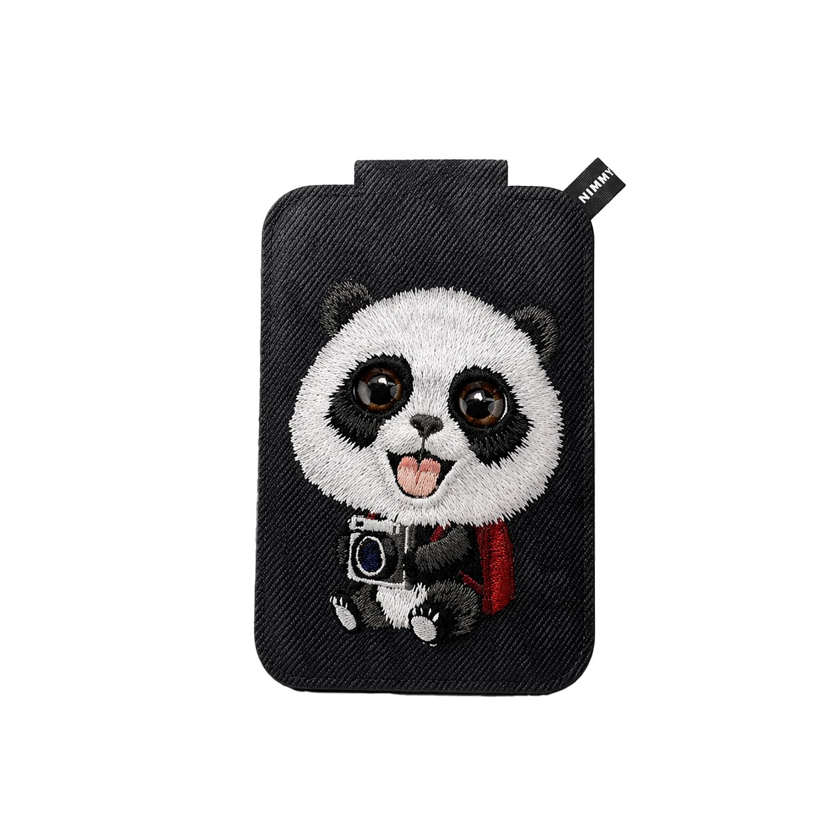 NIMMY Nimmy MagSafe Uyumlu | Değiştirilebilir Manyetik 3D Nakışlı Stand Ve Kartlık Siyah Panda