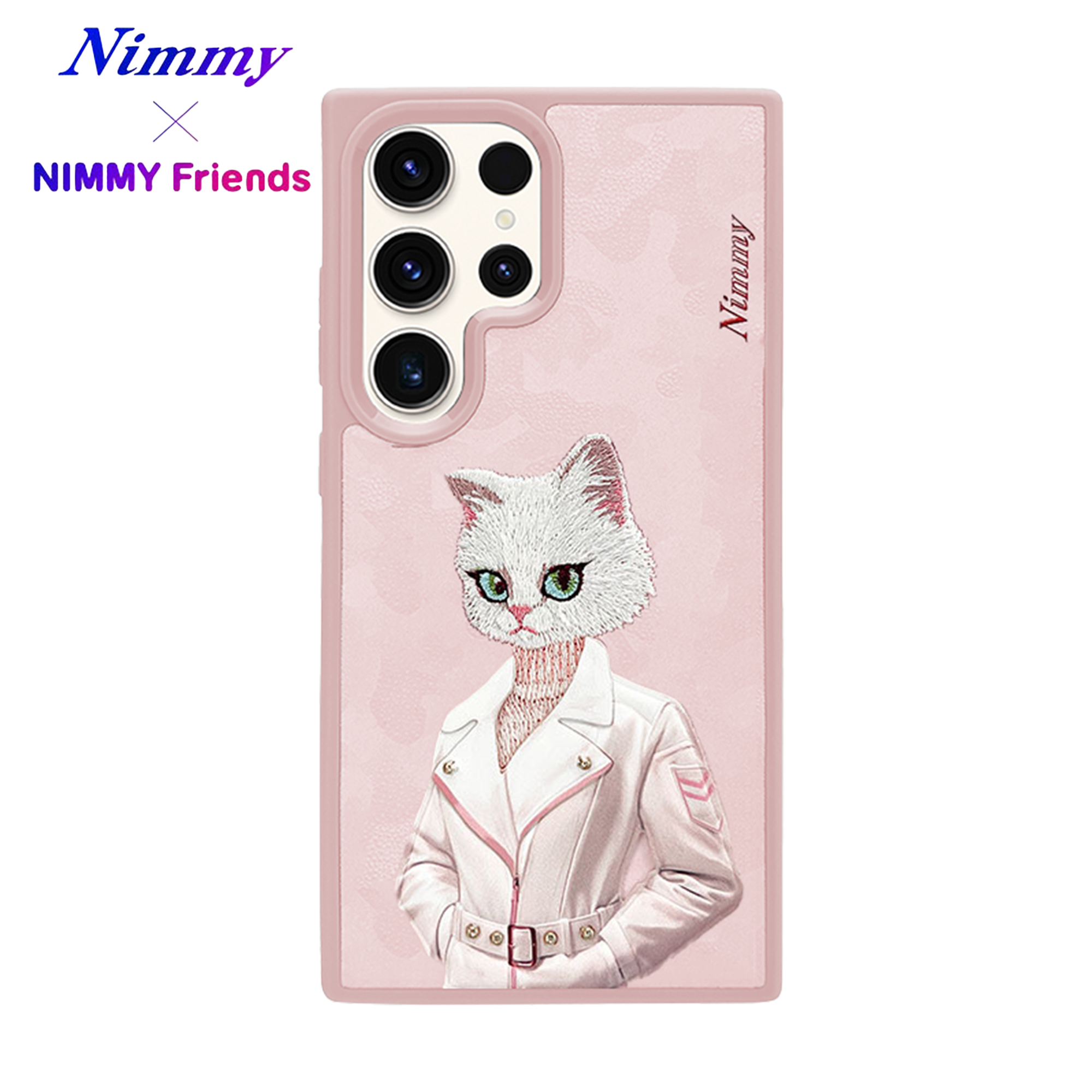 NIMMY Samsung S25 Ultra MagSafe Kablosuz Şarj Uyumlu 3D Gerçek Nakış İşleme Kabartmalı Magnetic Fashion Kedi Kılıf