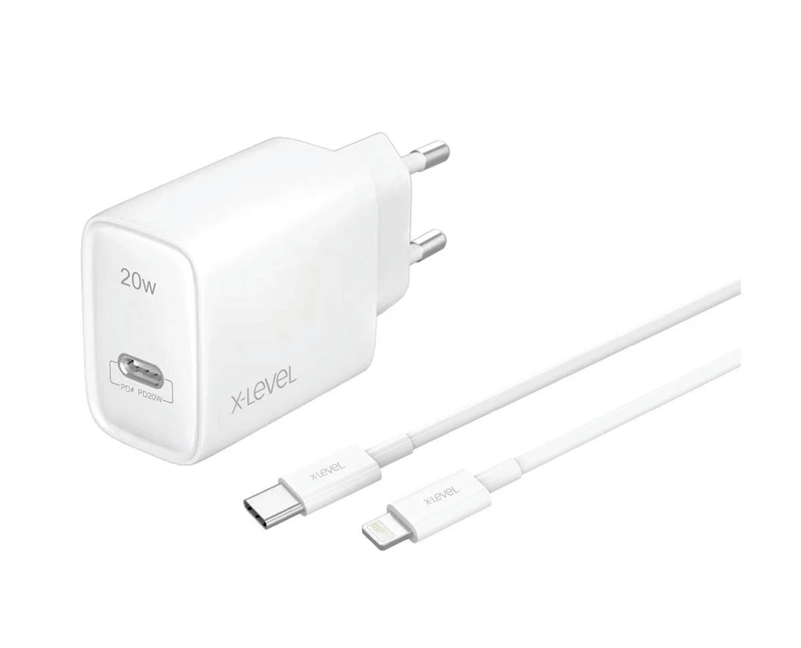 X-LEVEL X-LEVEL XC4010L X-CHARGER SMARTPLUS 20W TYPE-C TO İOS ŞARJ SET BEYAZ