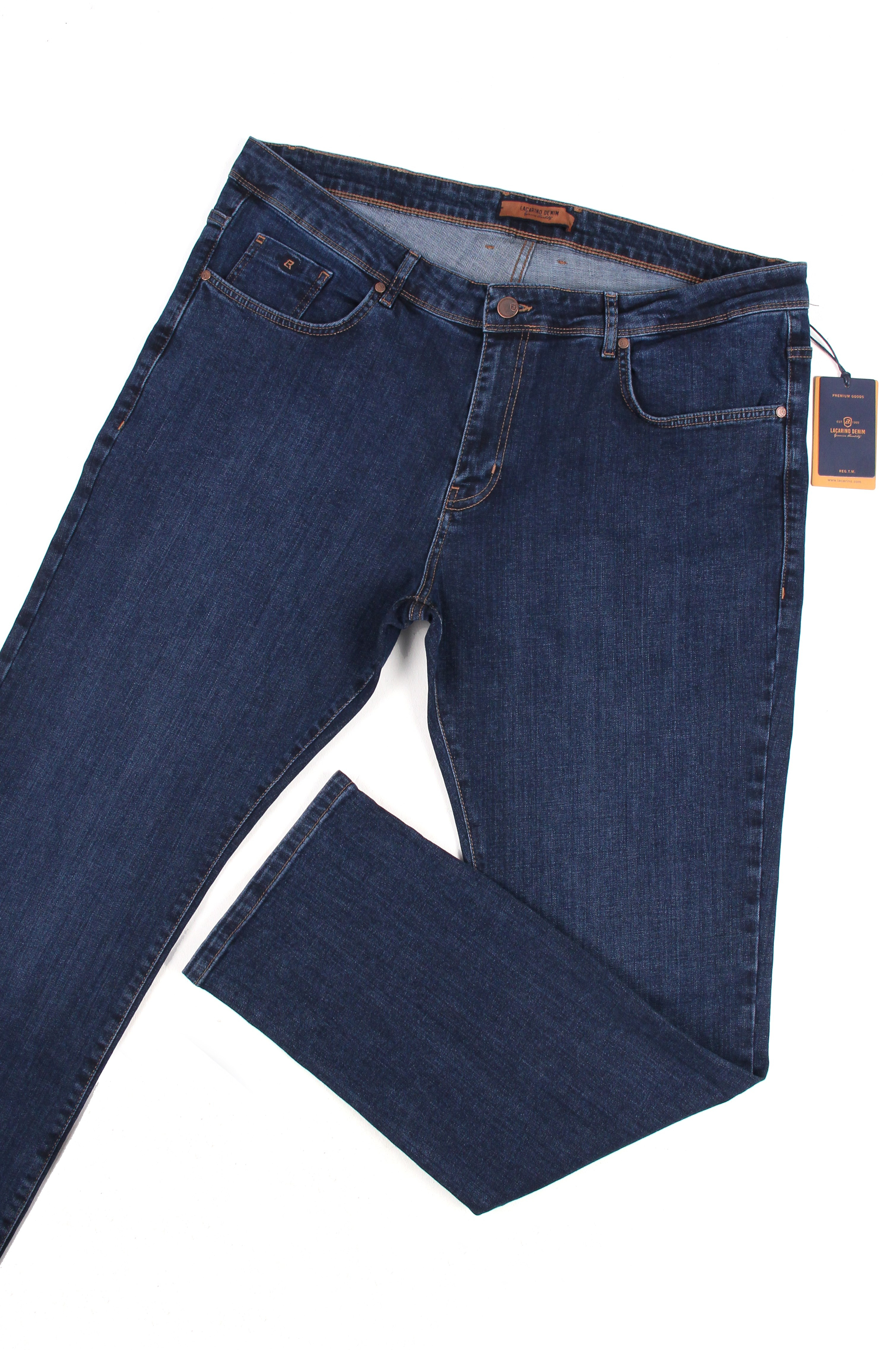 LACARINOYüksek Bel Boru Paça Battal Kesim Dark Blue Erkek Jean Pantolon