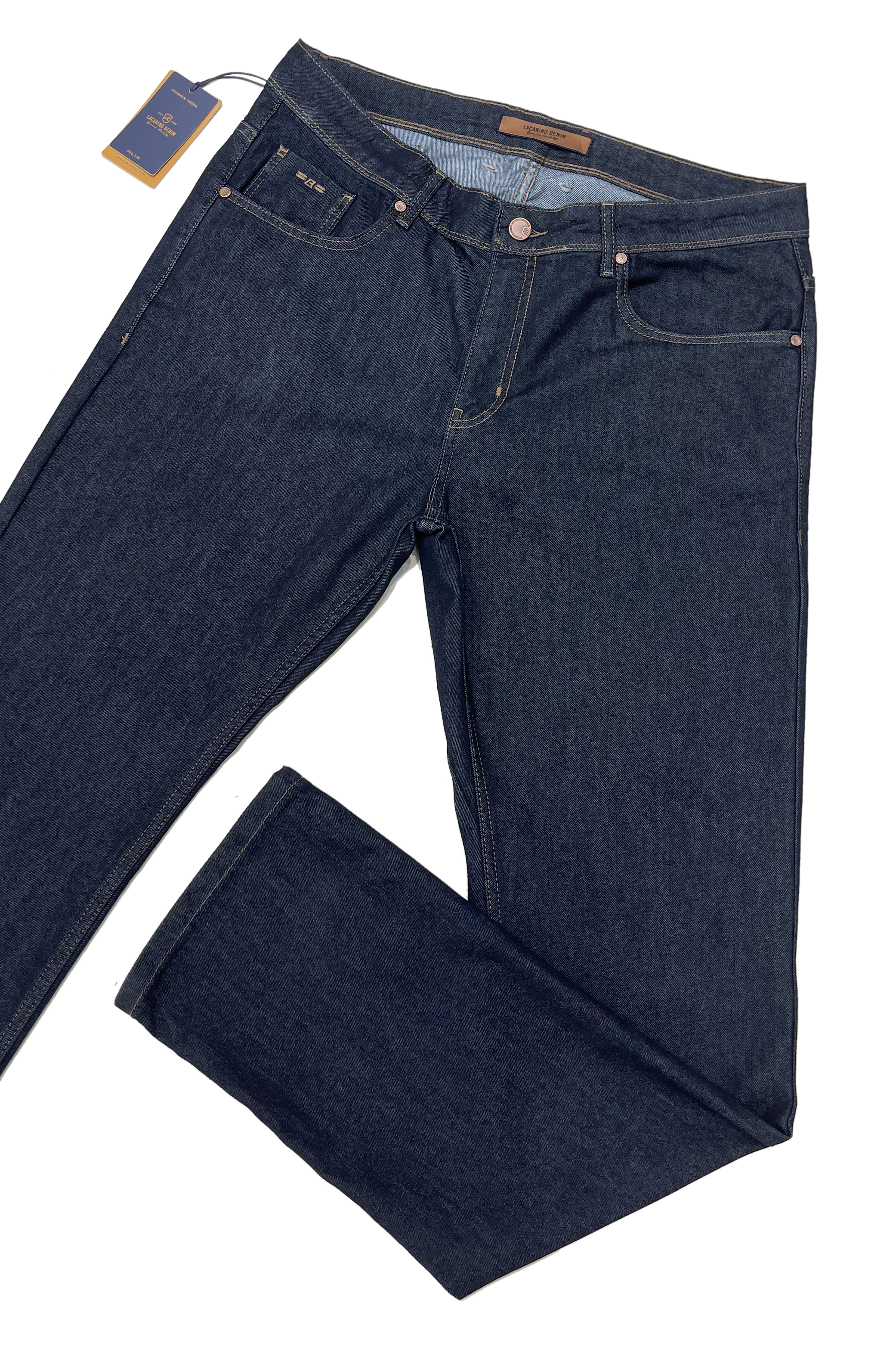 LACARINOYüksek Bel Battal Kesim Yarım Boru Paça Navy Blue Jean Pantolon