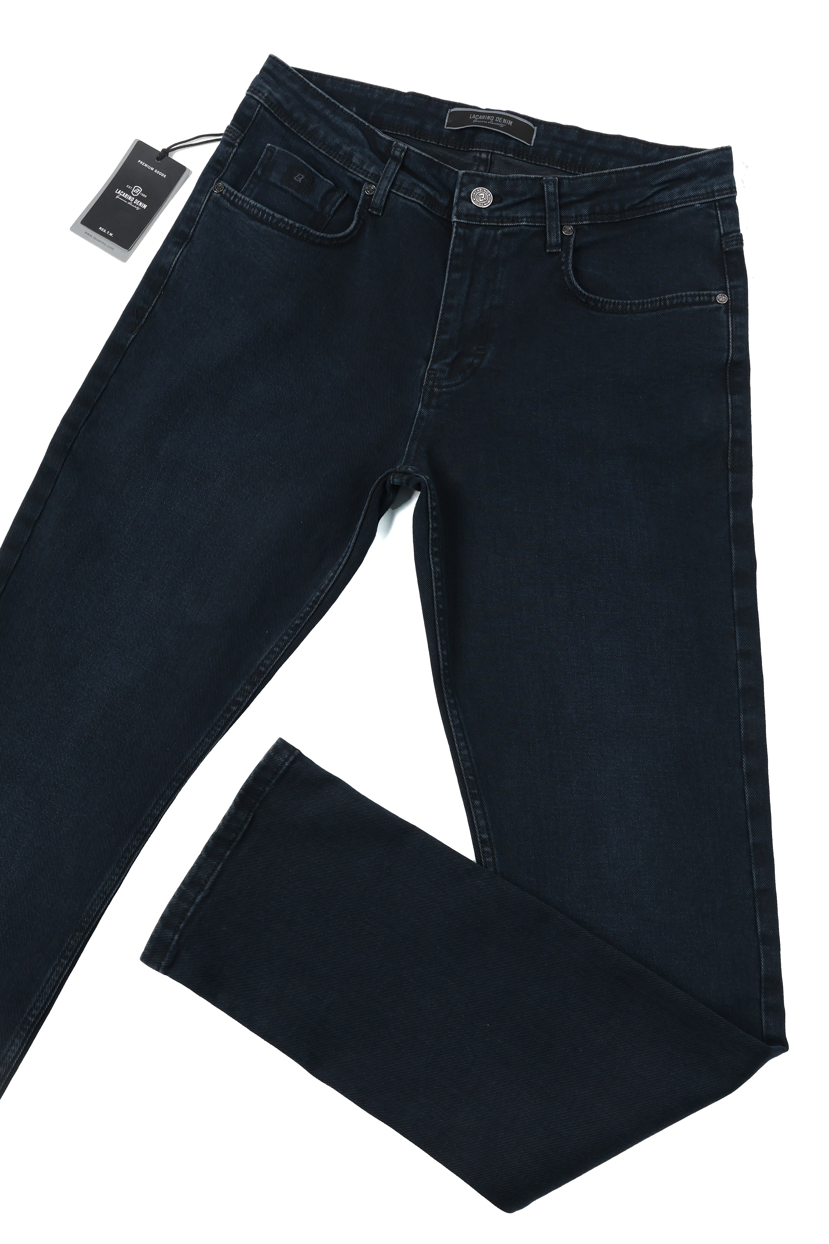 LACARINOYüksek Bel Boru Paça Blue Black Erkek Jean Pantolon