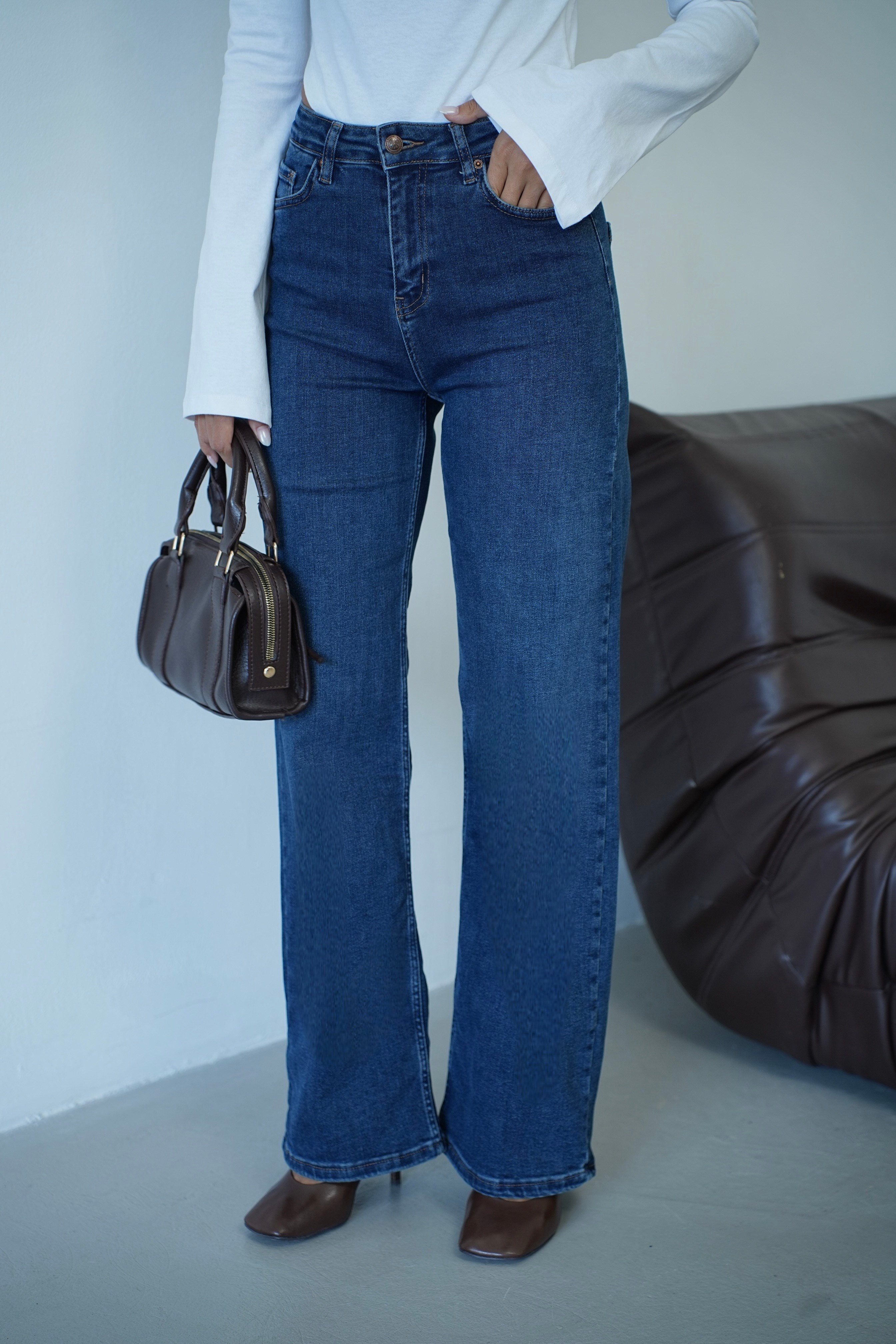 LACARINOYüksek Bel Dark Blue Nita Jean Pantolon