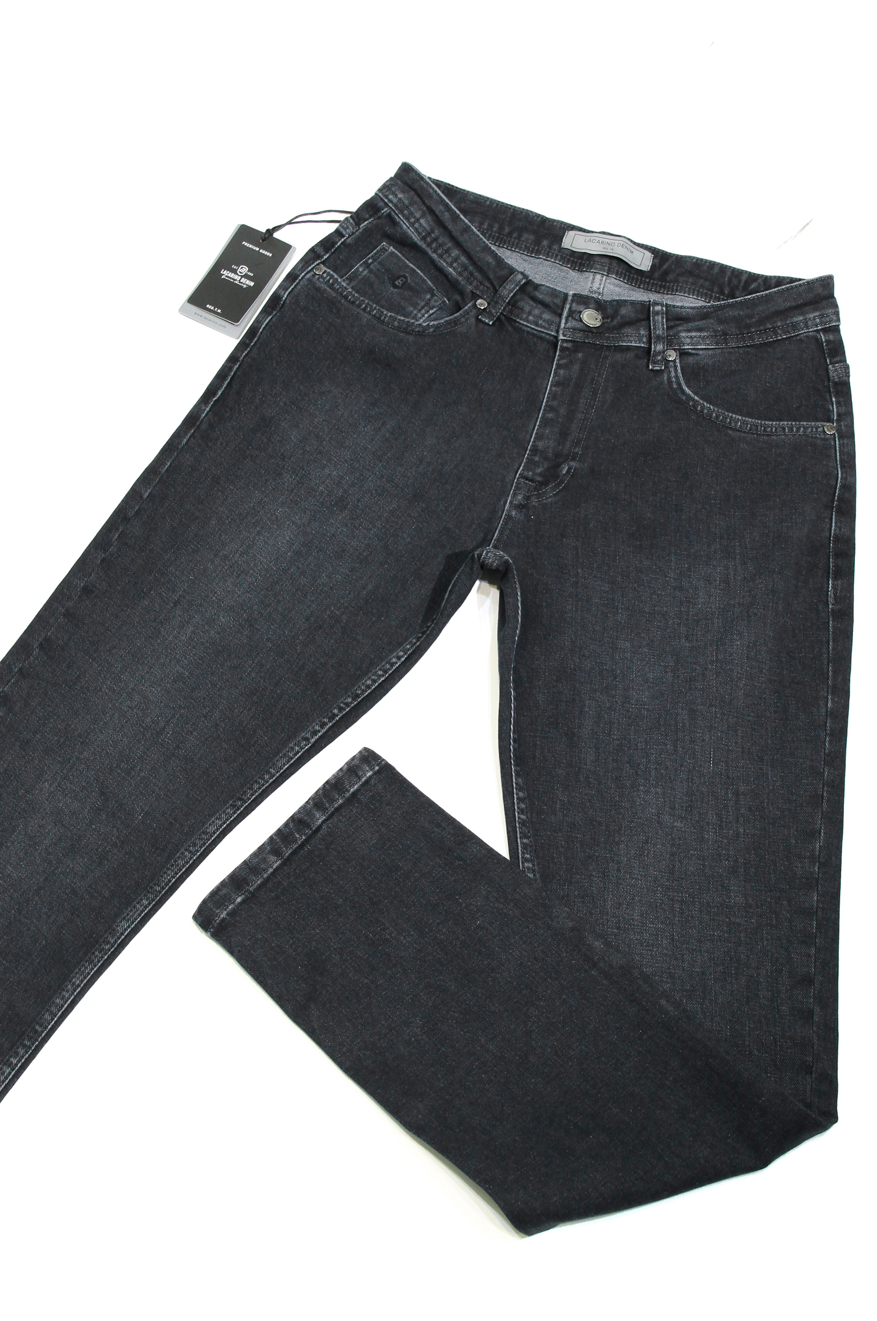 LACARINOYüksek Bel Yarım Boru Paça Ek Beden Ebony Black Erkek Jean Pantolon