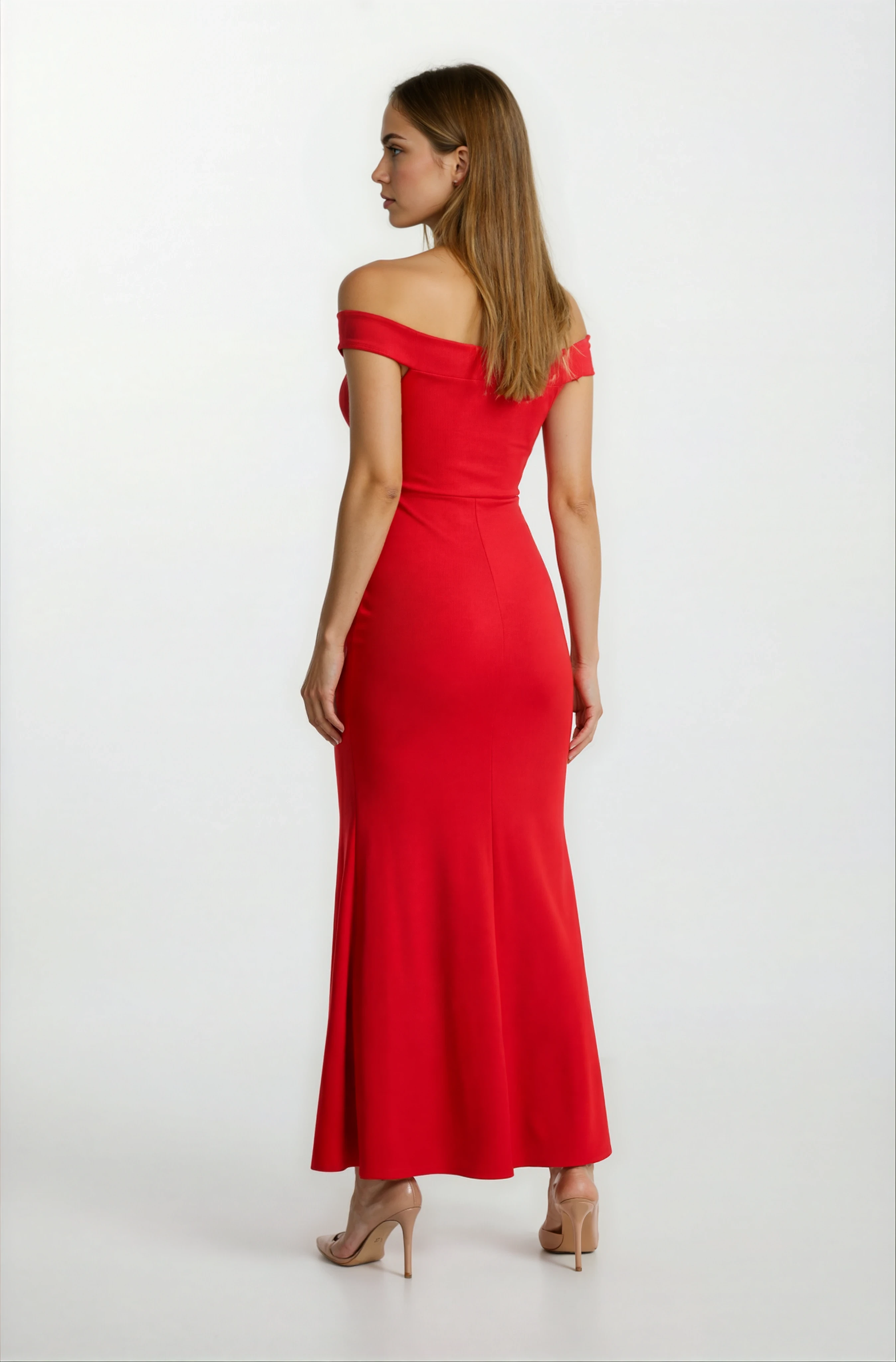 Agrio Eteği Yırtmaçlı Uzun Abiye Elbise KIRMIZI