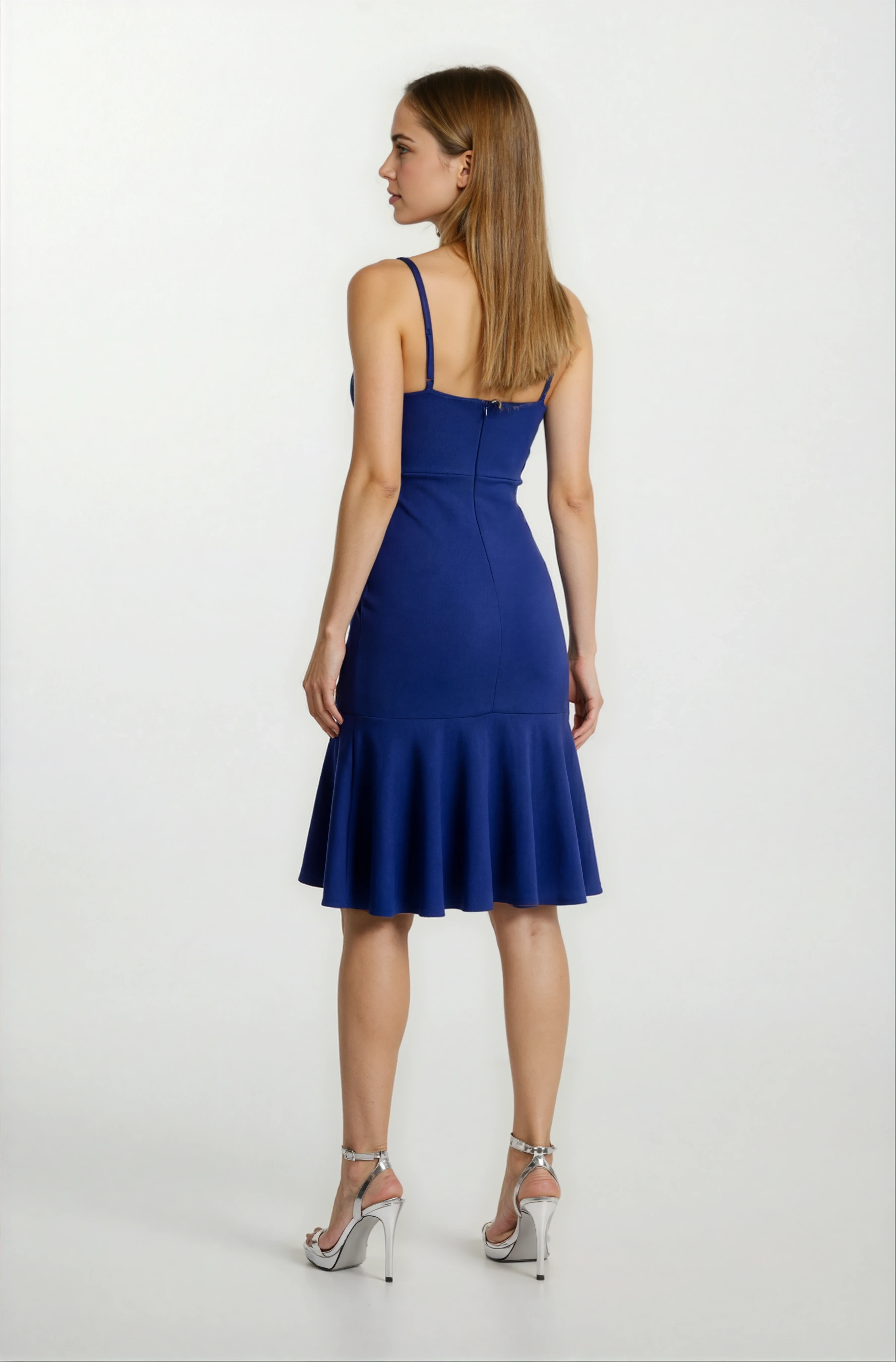 Agus Eteği Volanlı Askılı Kısa Abiye Elbise SAKS