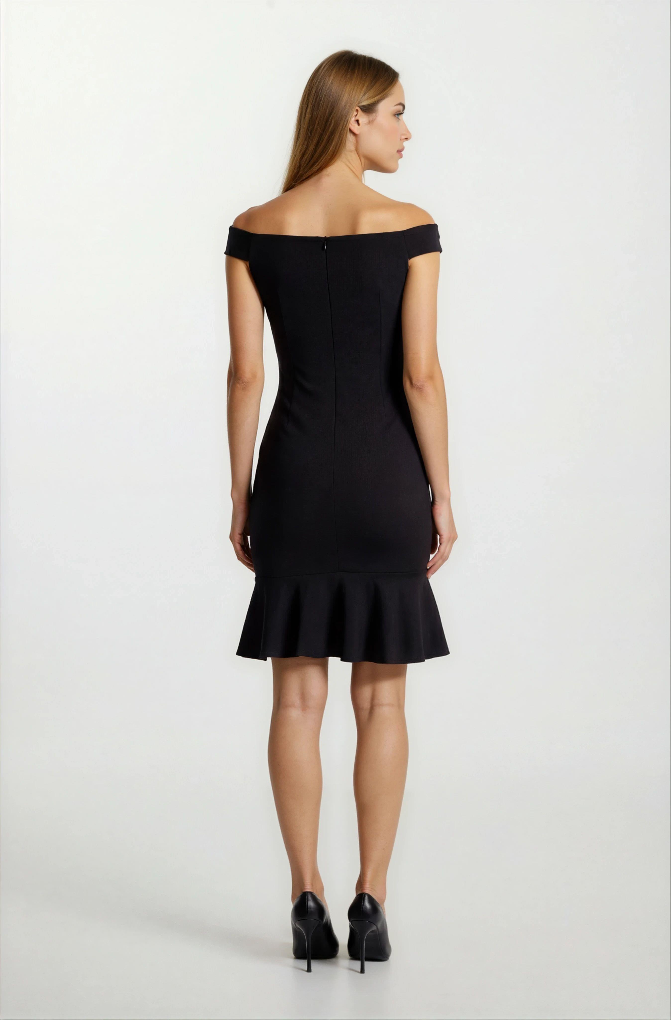 Alfieri Kalın  Askılıı Kısa Abiye Elbise SİYAH