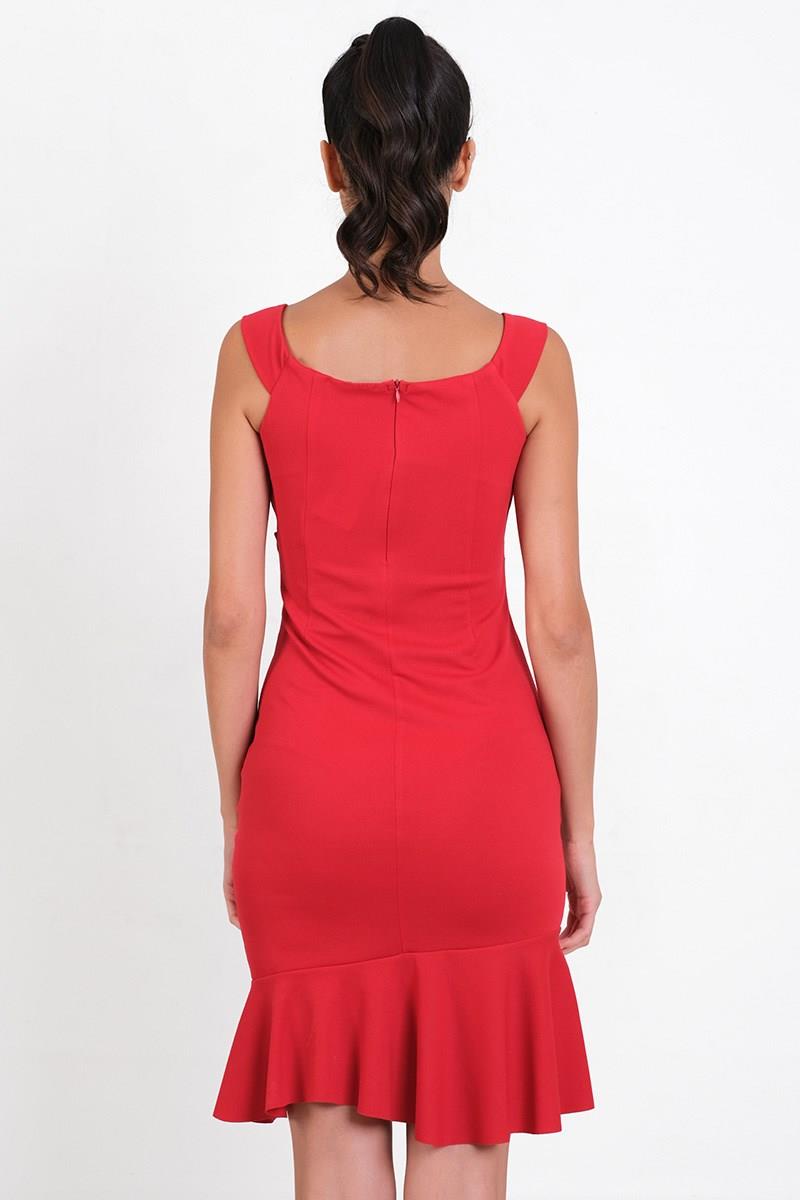 Alfieri Kalın  Askılıı Kısa Abiye Elbise KIRMIZI